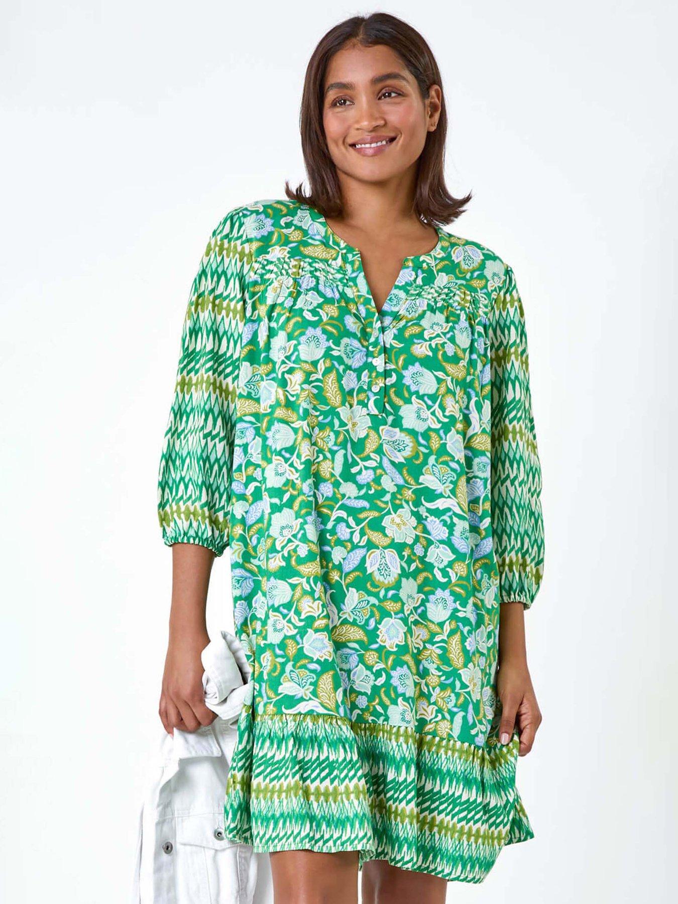 undefined Paisley Border Print Smock Dress