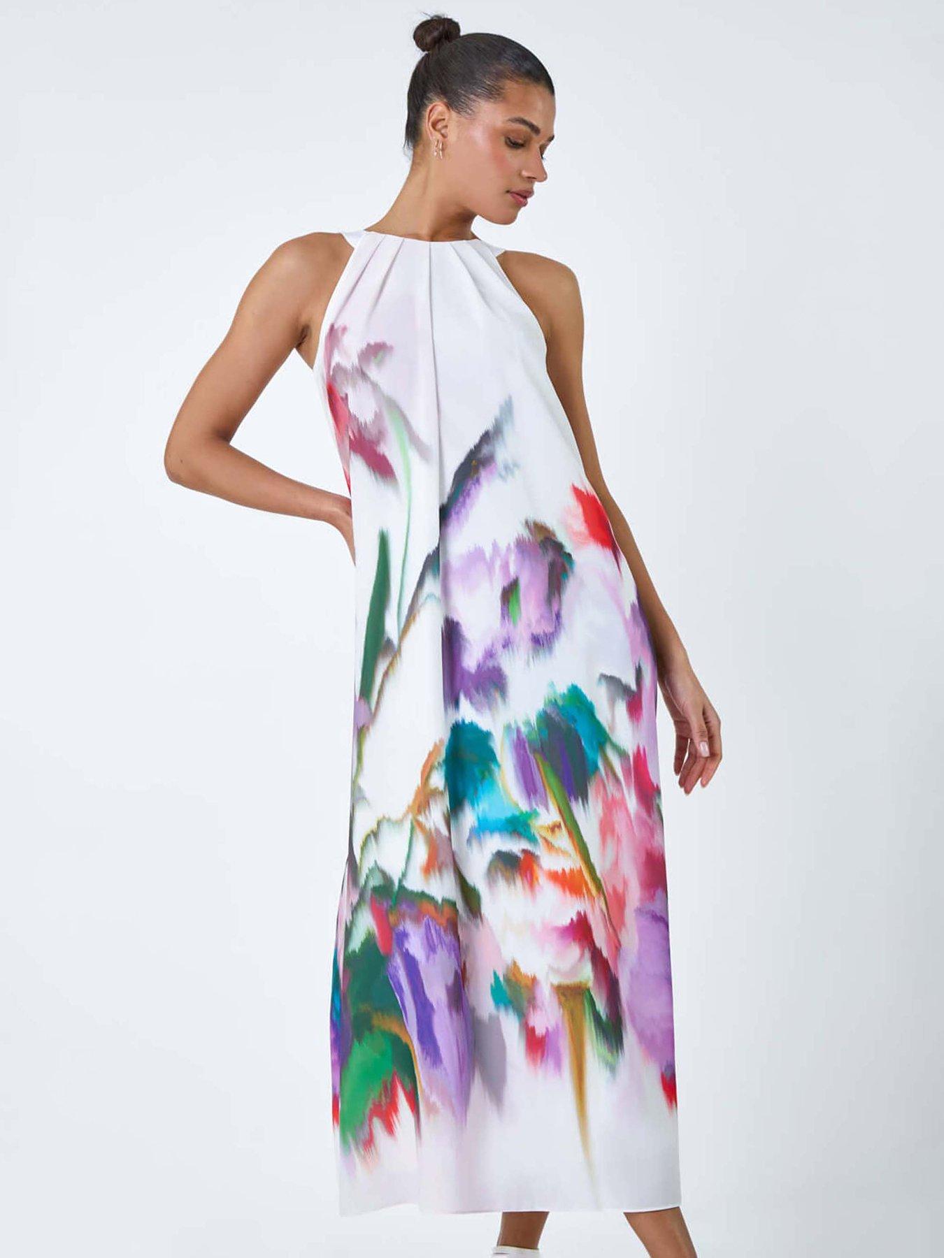 Roman Inspired Long Formal Dress with Floral Applique g3750 main image 0