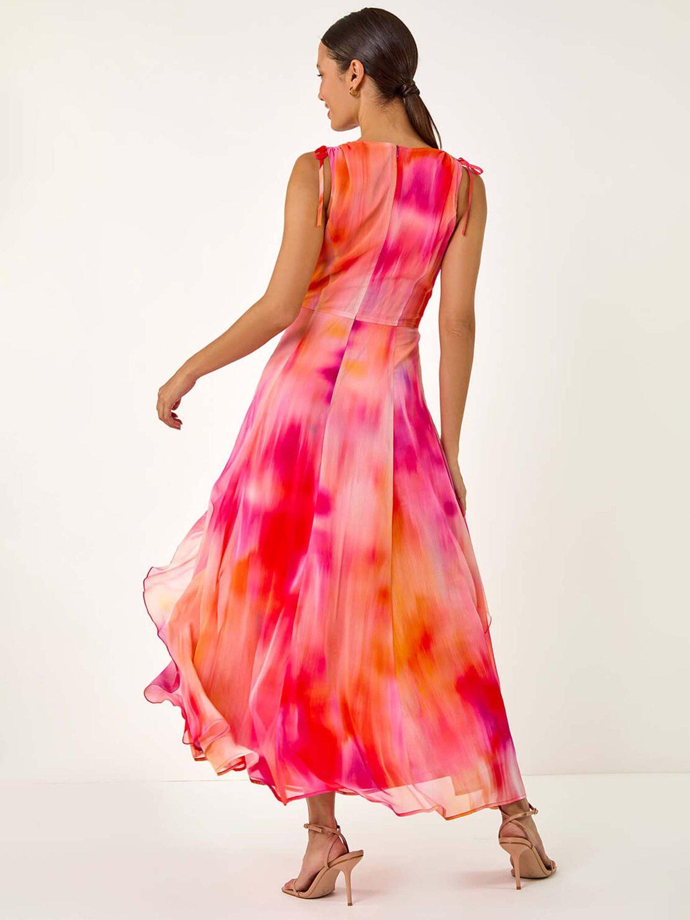 Image 2 of 5 of Roman Abstract Print Frill Maxi Dress