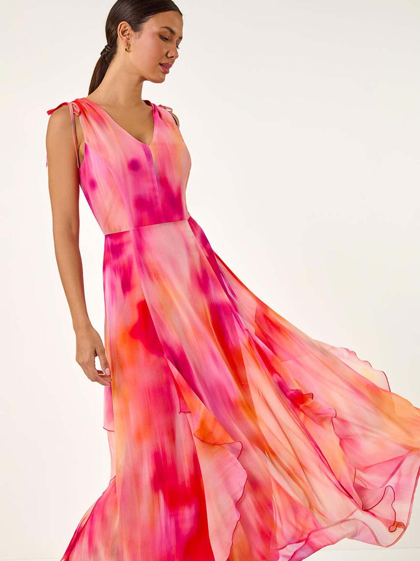 Image 3 of 5 of Roman Abstract Print Frill Maxi Dress