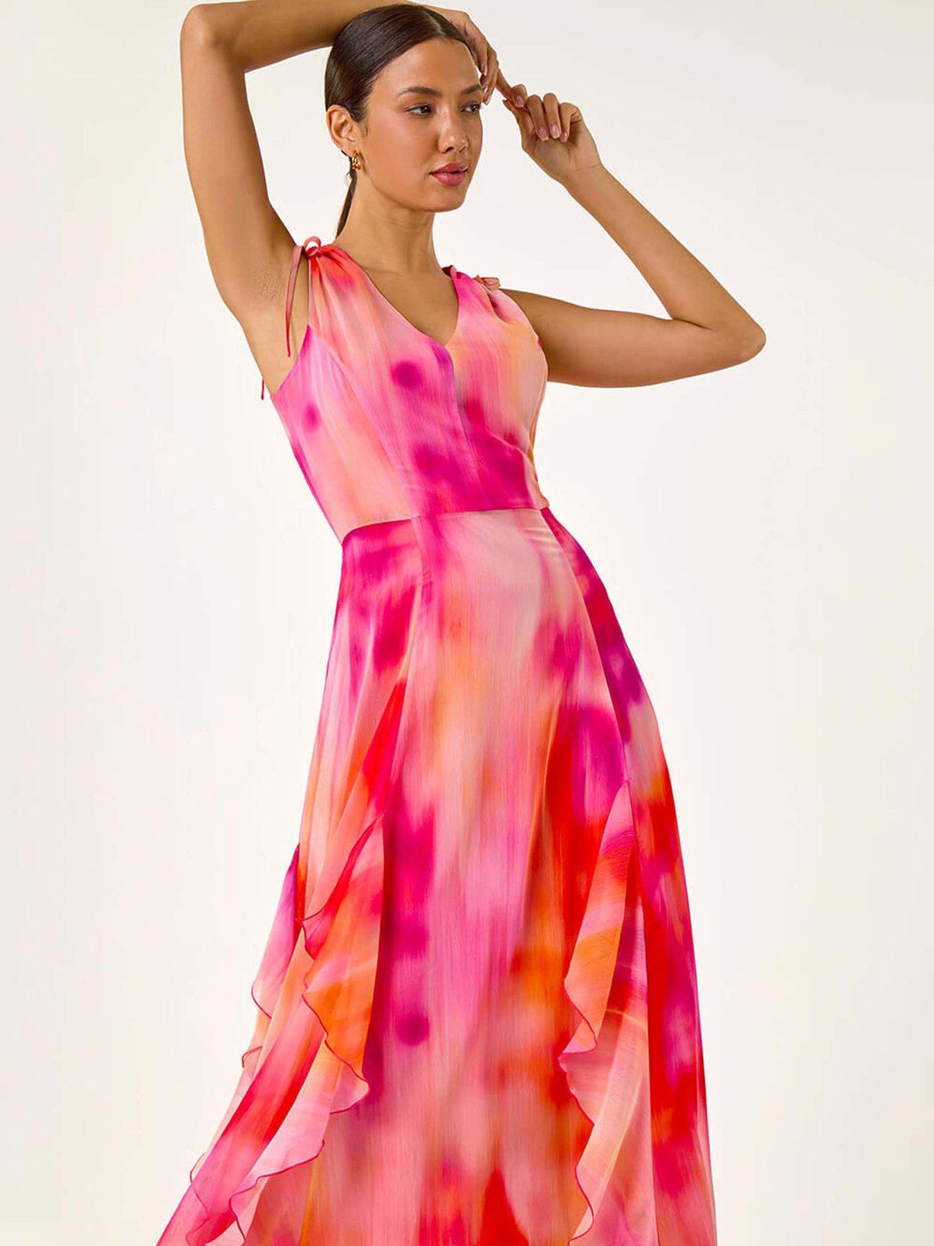 Image 4 of 5 of Roman Abstract Print Frill Maxi Dress