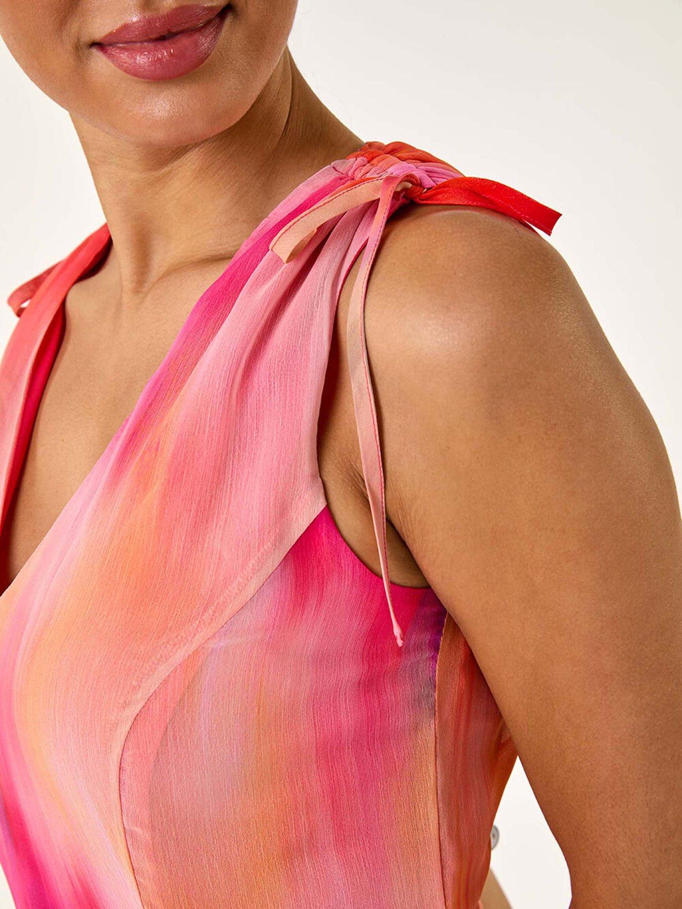 Image 5 of 5 of Roman Abstract Print Frill Maxi Dress