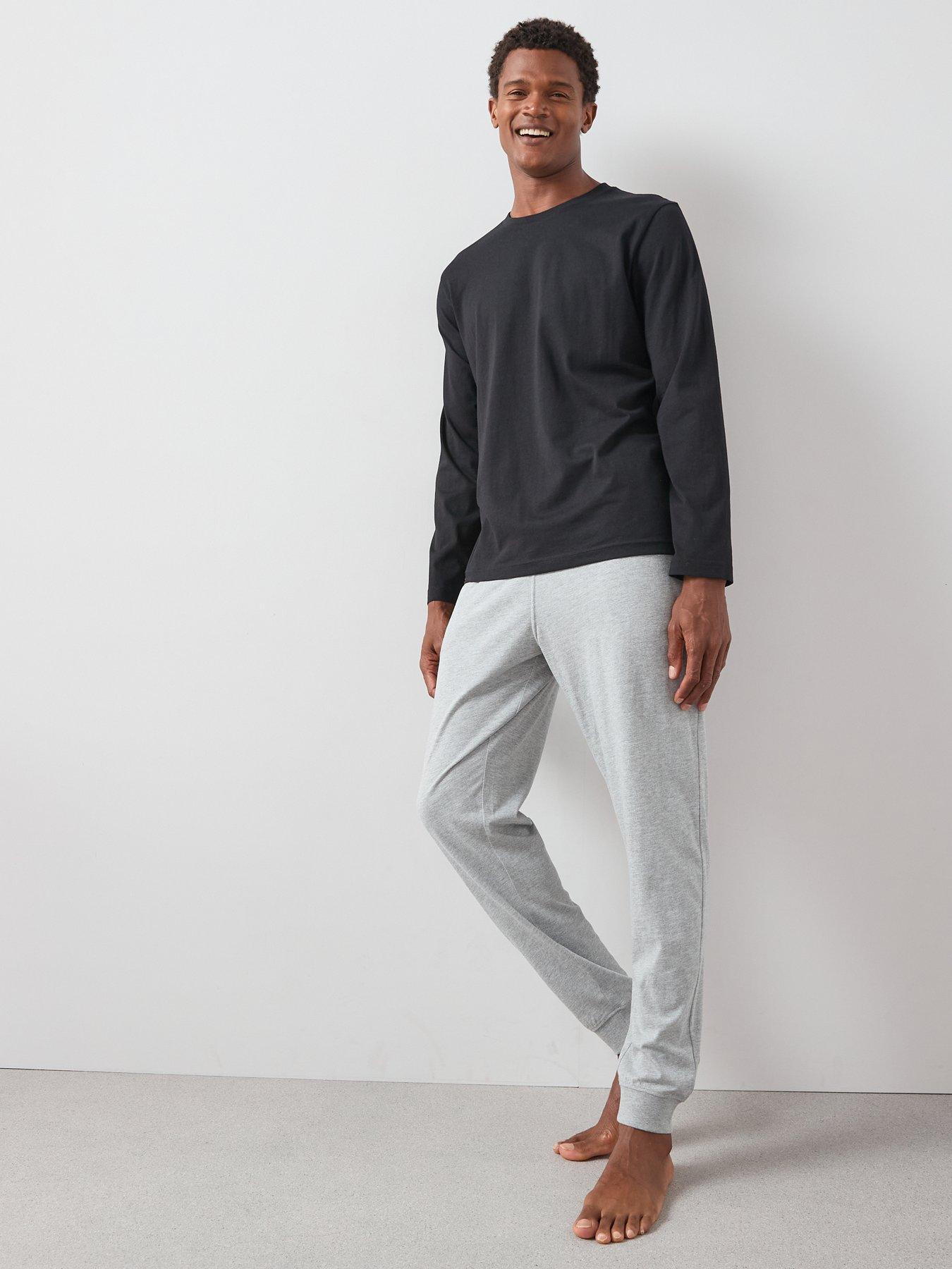 Image 3 of 6 of The Very Collection Long Sleeve T-Shirt And Jogger PJ Set - Grey/Black