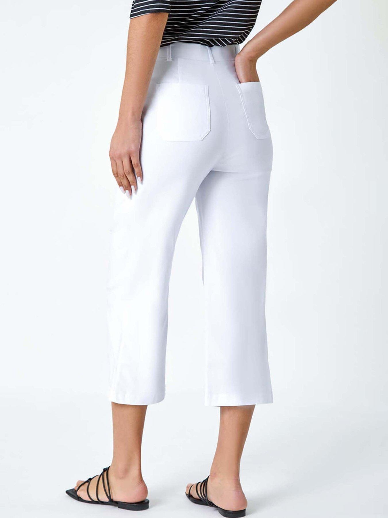 Image 2 of 5 of Roman Cropped Stretch Culotte - White