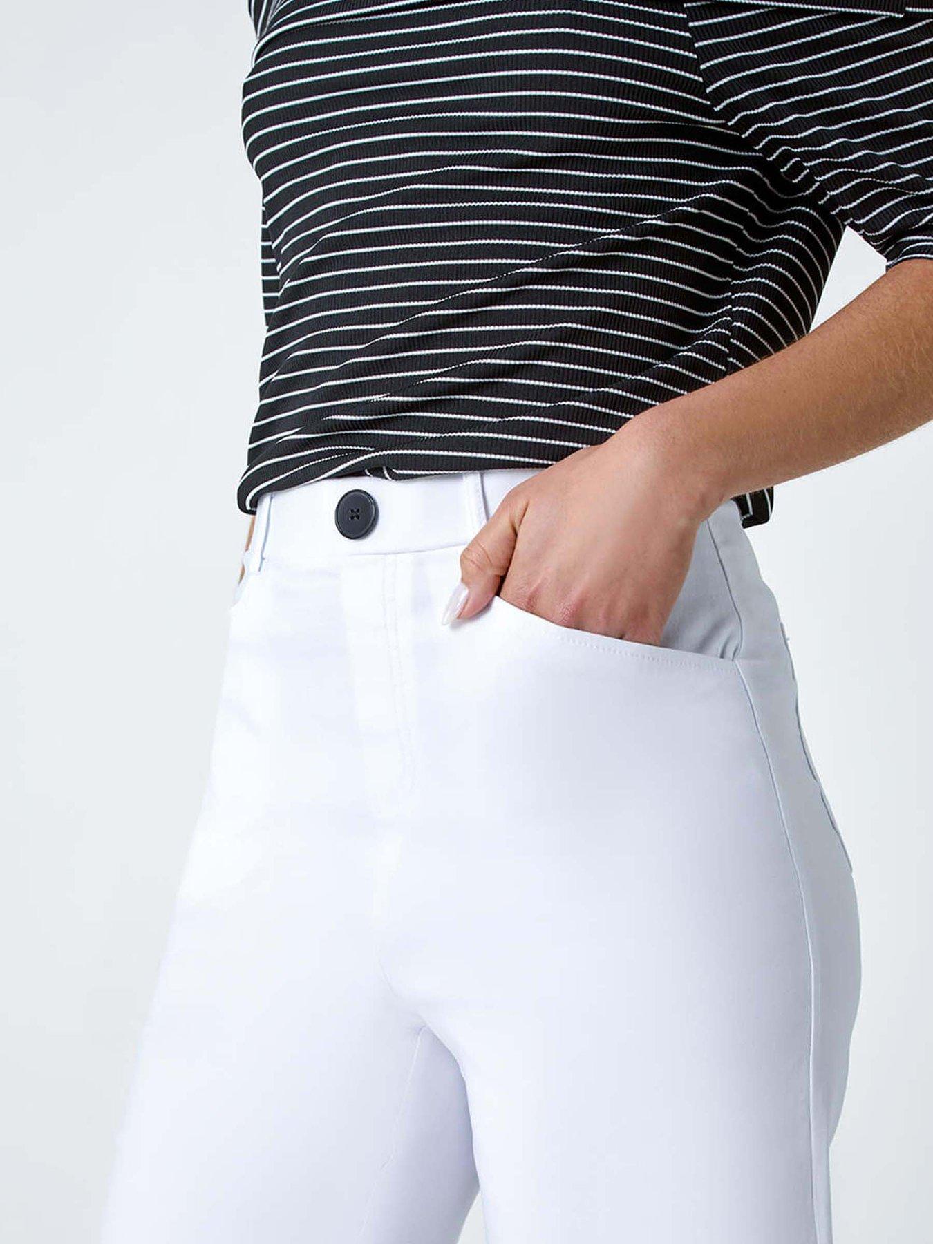 Image 5 of 5 of Roman Cropped Stretch Culotte - White