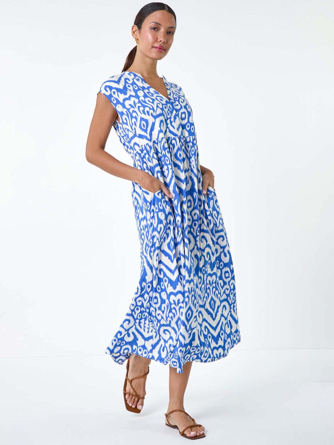 undefined Aztec Print Midi Smock Dress