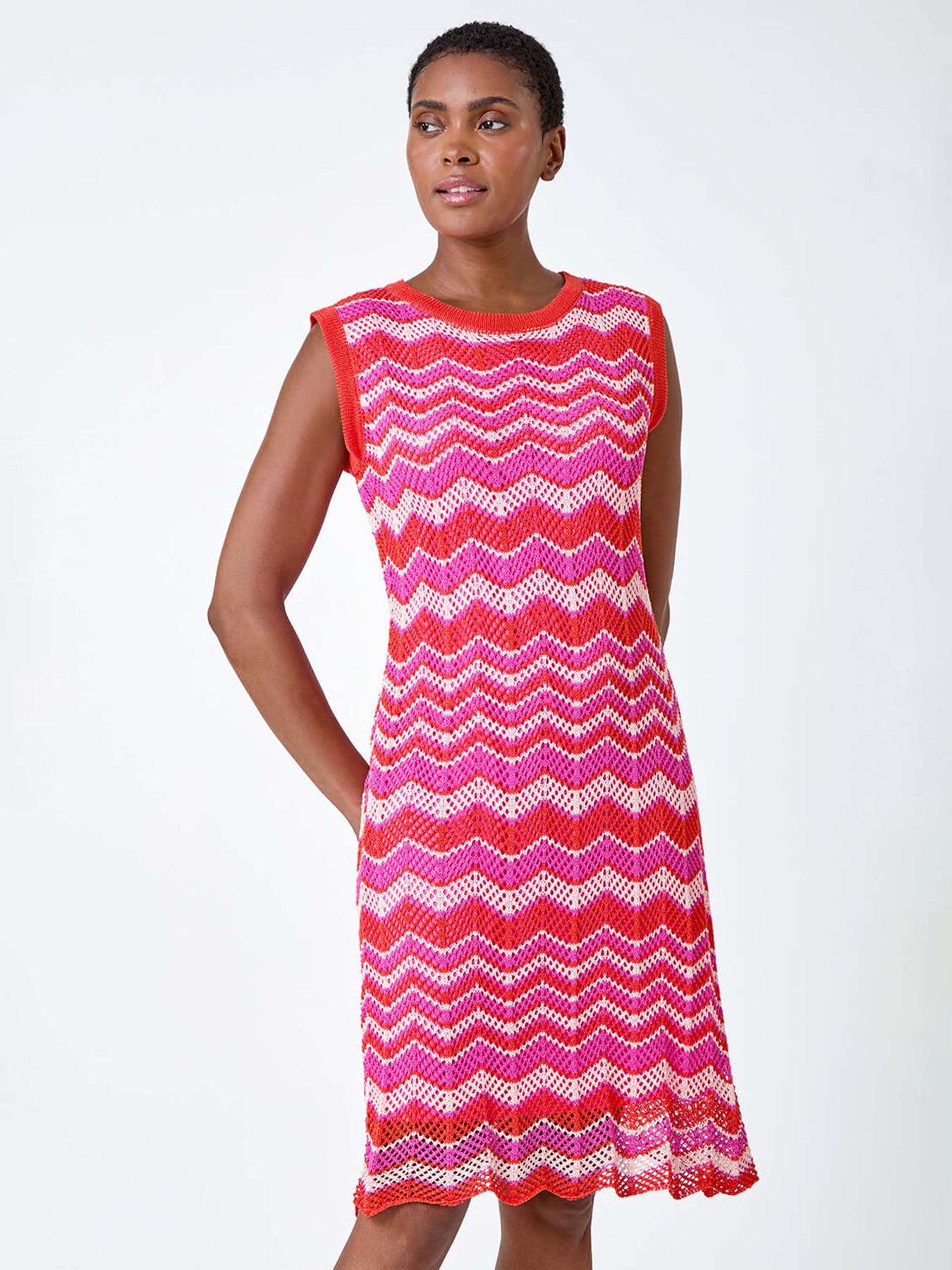 undefined Zig Zag Print Knitted Shift Dress