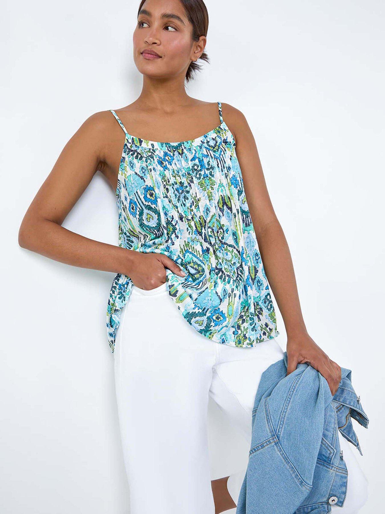 undefined Aztec Print Pleat Front Cami Top