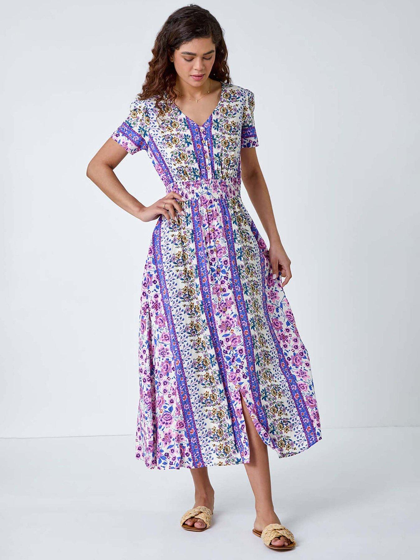 undefined Abstract Print Button Maxi Dress