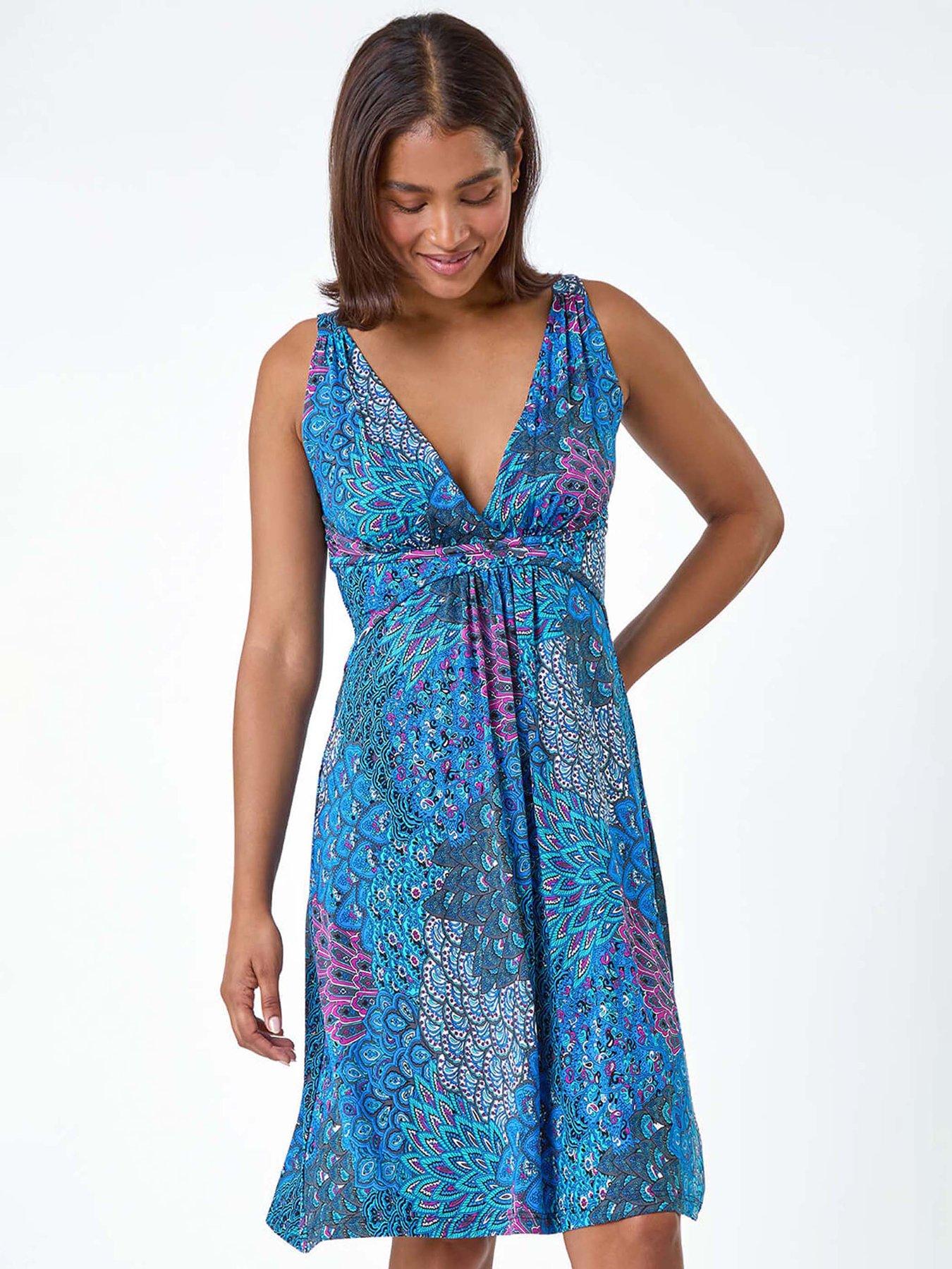undefined Abstract Floral Stretch Jersey Dress
