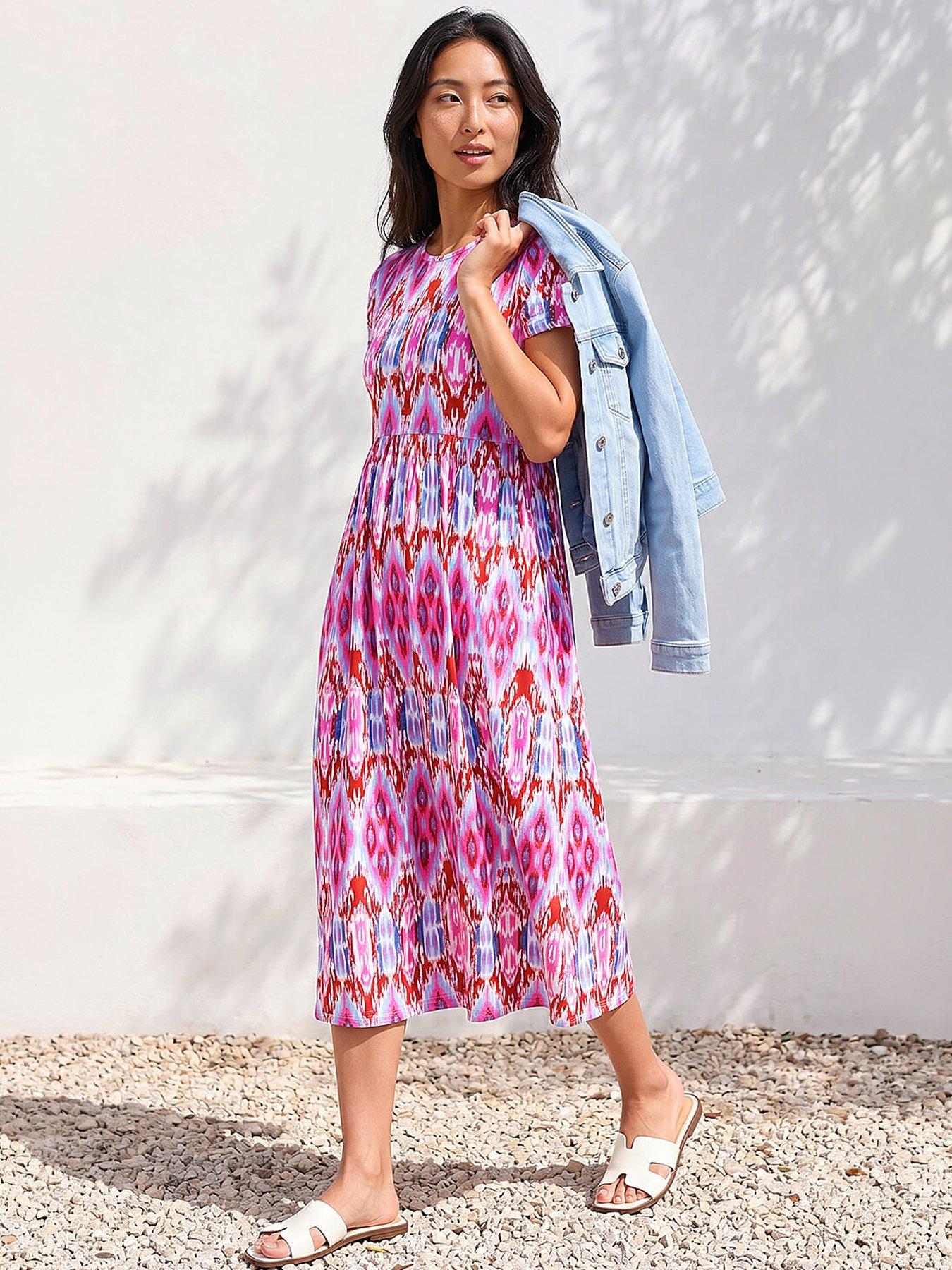 Roman Petite Aztec Print Stretch Pocket Midi Dress