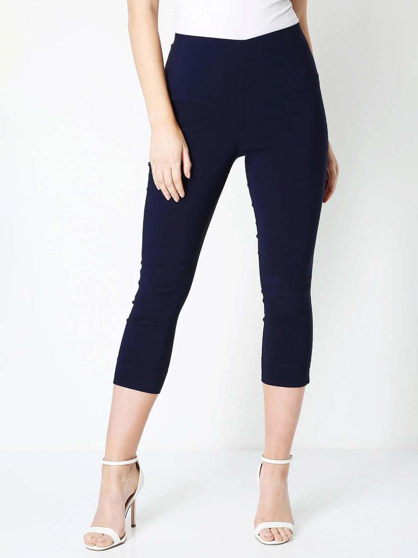 undefined Cropped Stretch Trouser - Navy