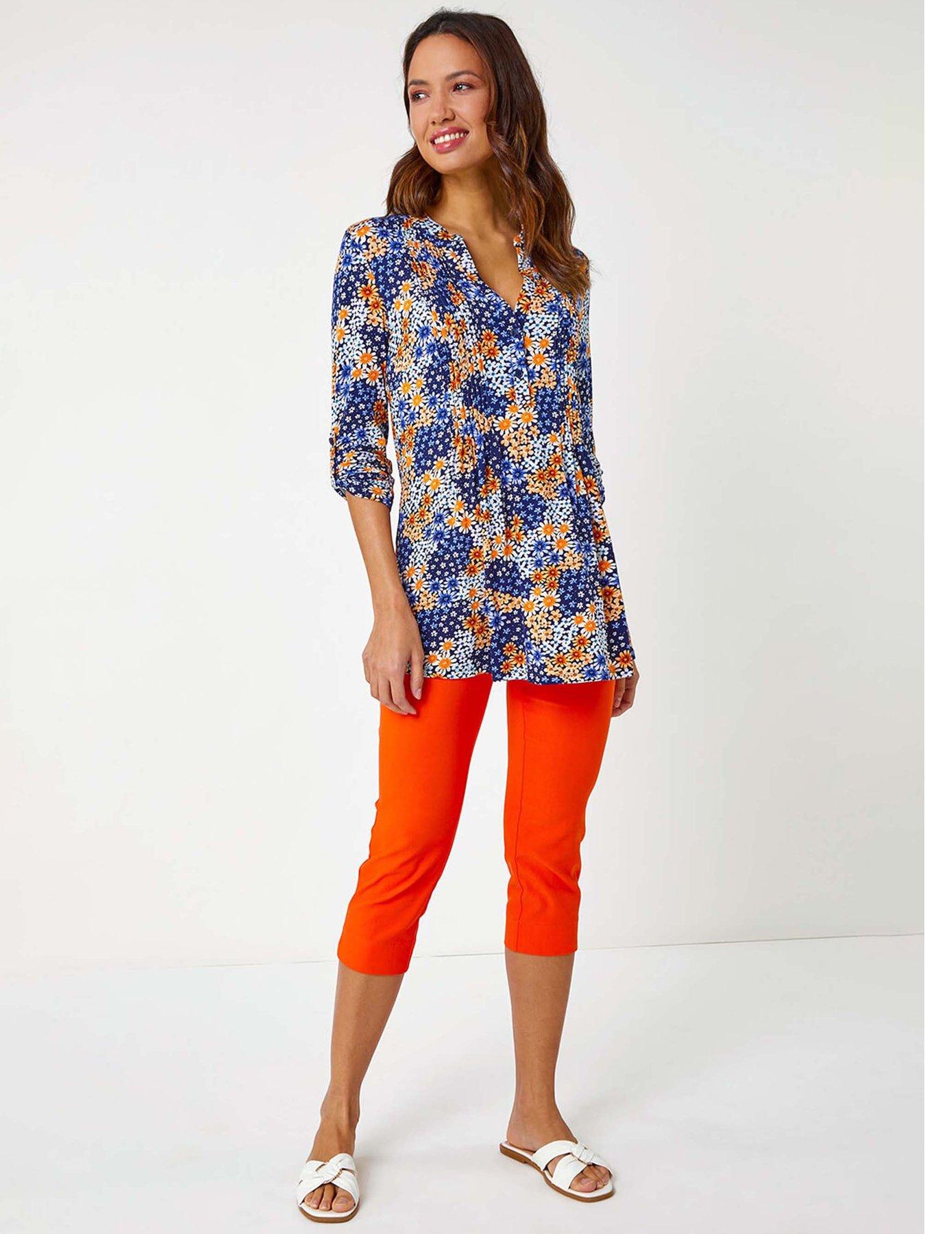 Image 3 of 5 of Roman Cropped Stretch Trouser - Orange