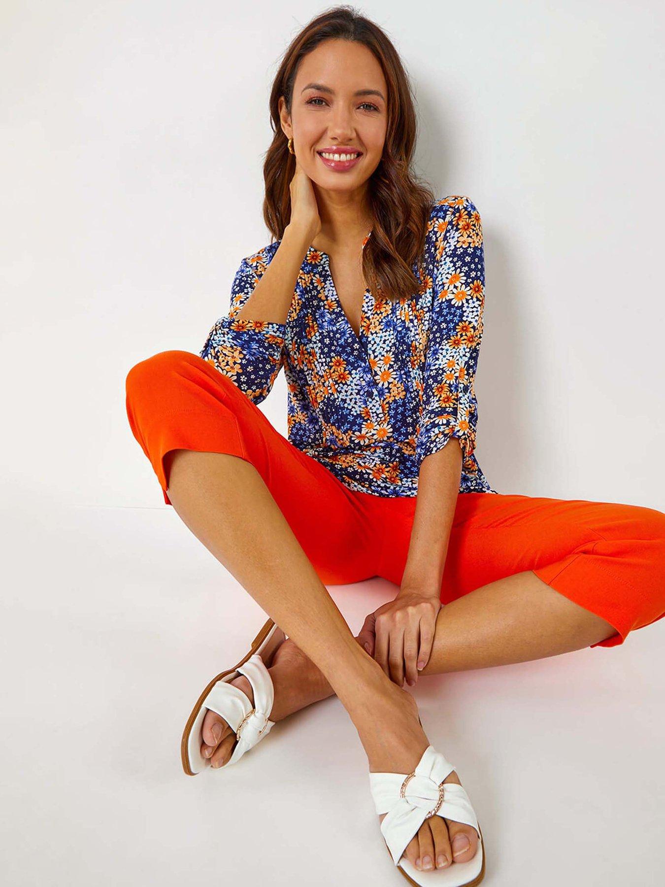 Image 4 of 5 of Roman Cropped Stretch Trouser - Orange