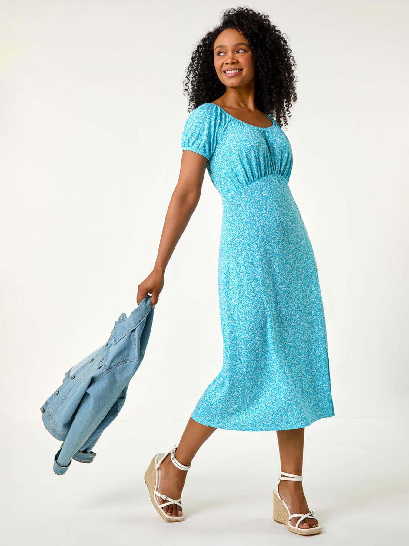 undefined Petite Ditsy Print Midi Stretch Dress