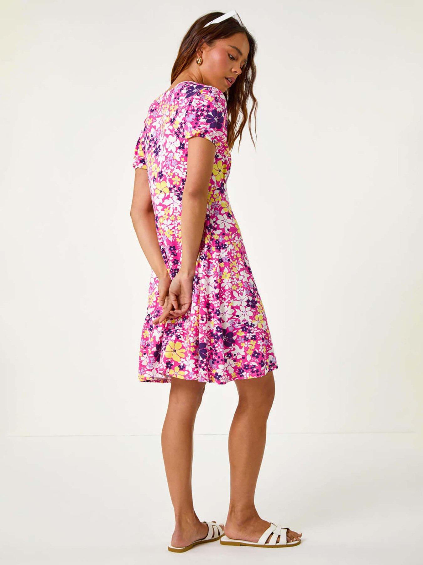 Image 2 of 5 of Roman Petite Floral Print Stretch Dress