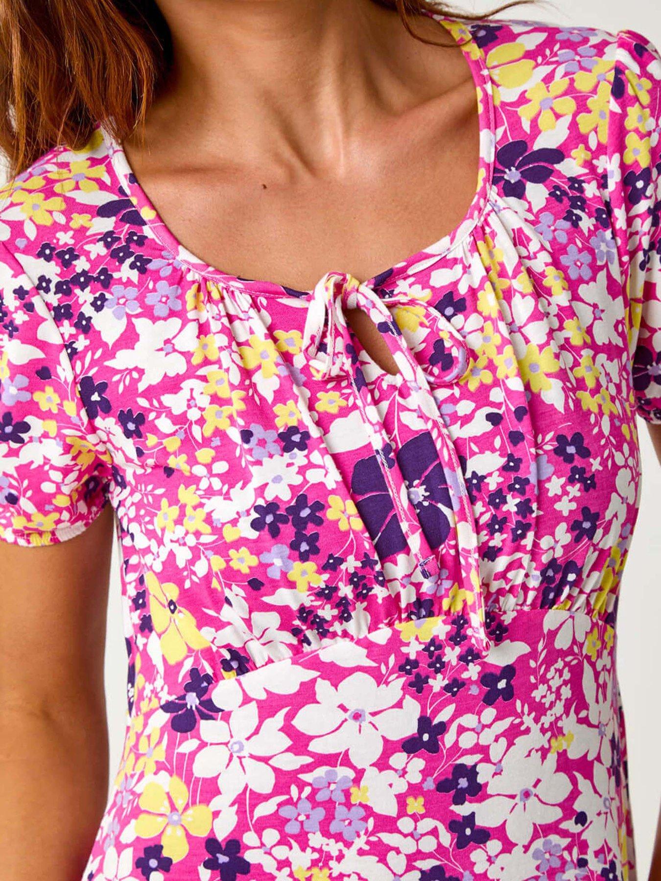 Image 5 of 5 of Roman Petite Floral Print Stretch Dress
