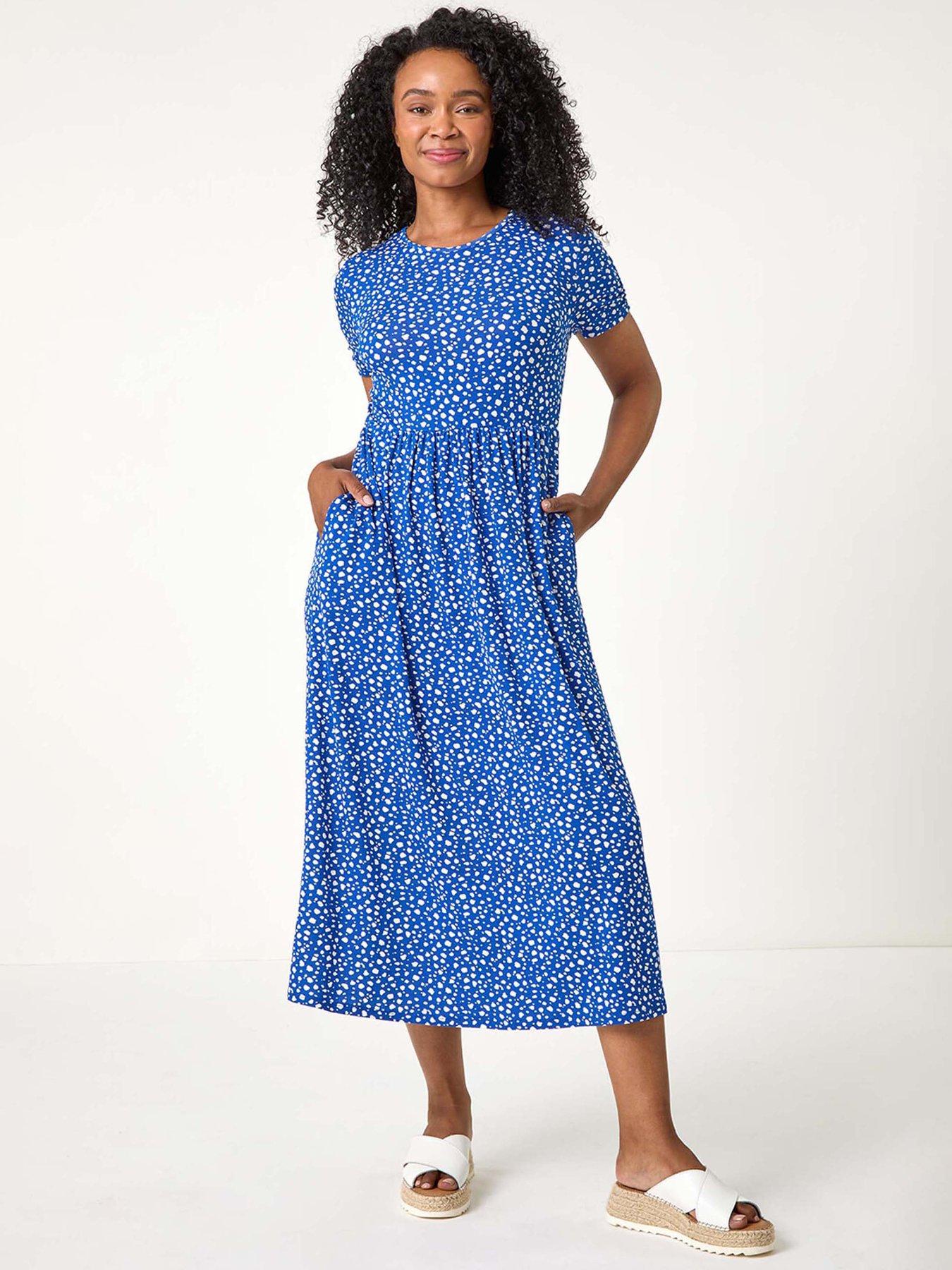 Roman Petite Spot Print Stretch Midi Dress