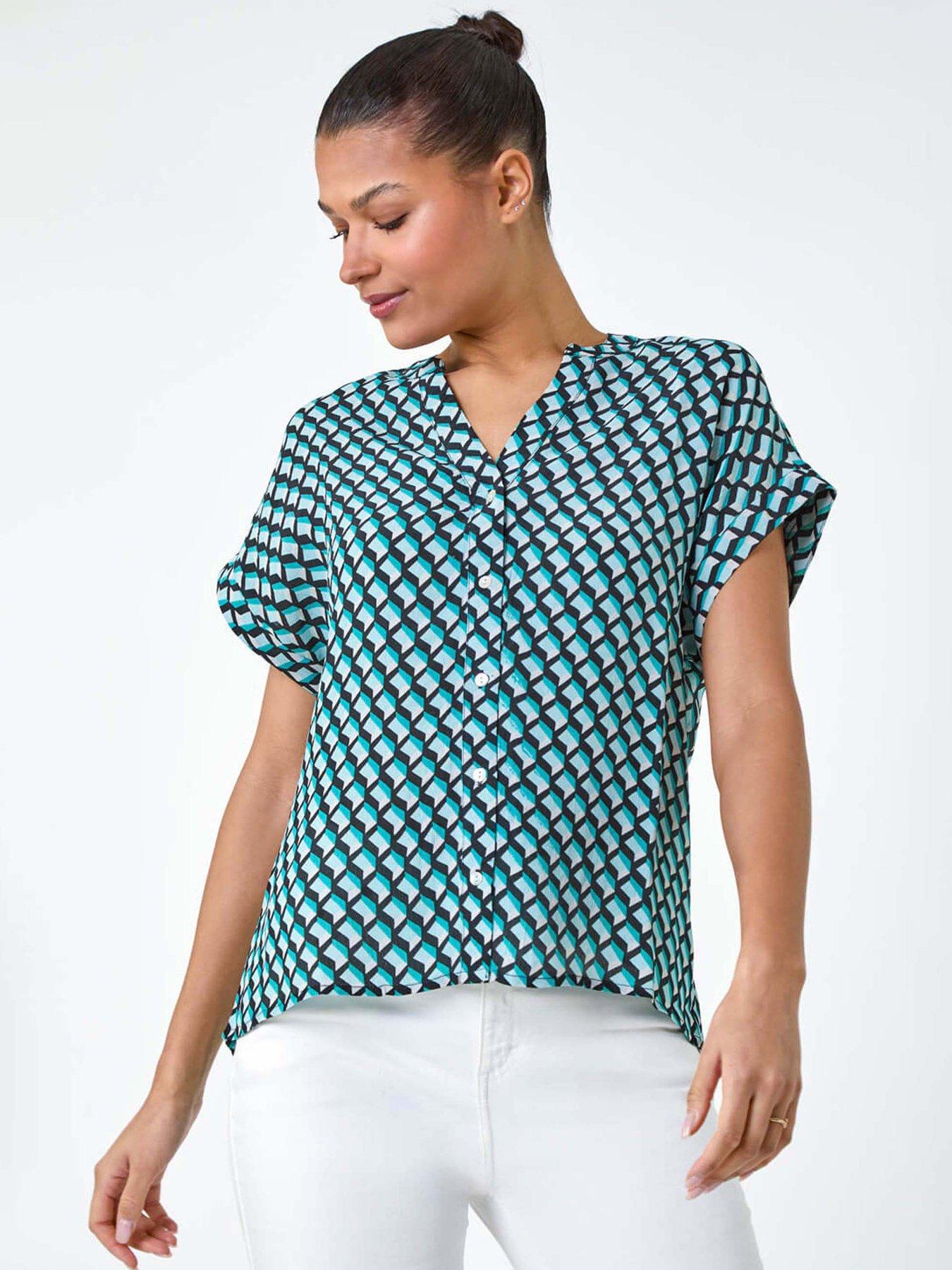undefined Geometric Print Relaxed Shirt