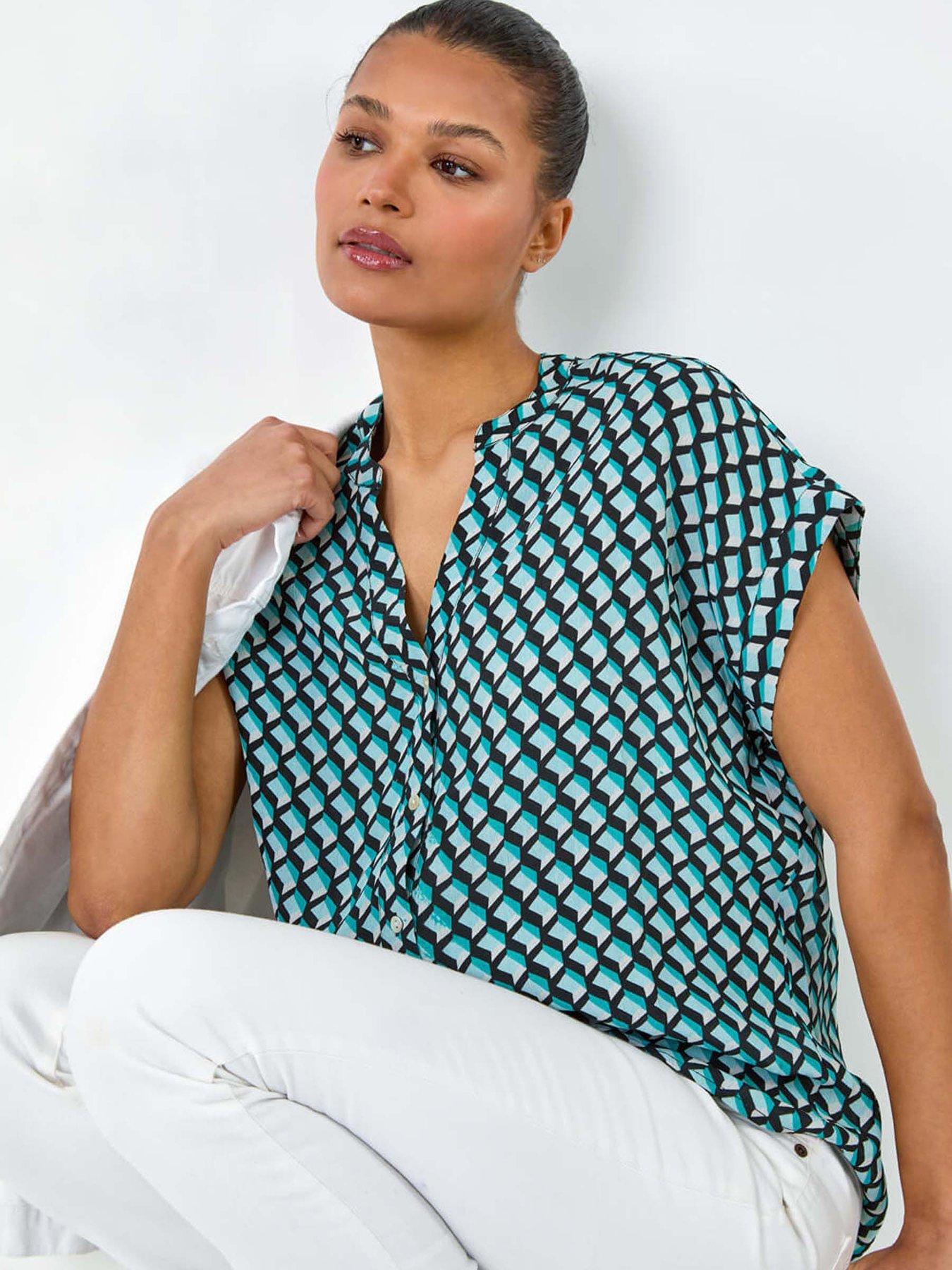 Image 4 of 5 of Roman Geometric Print Relaxed Shirt