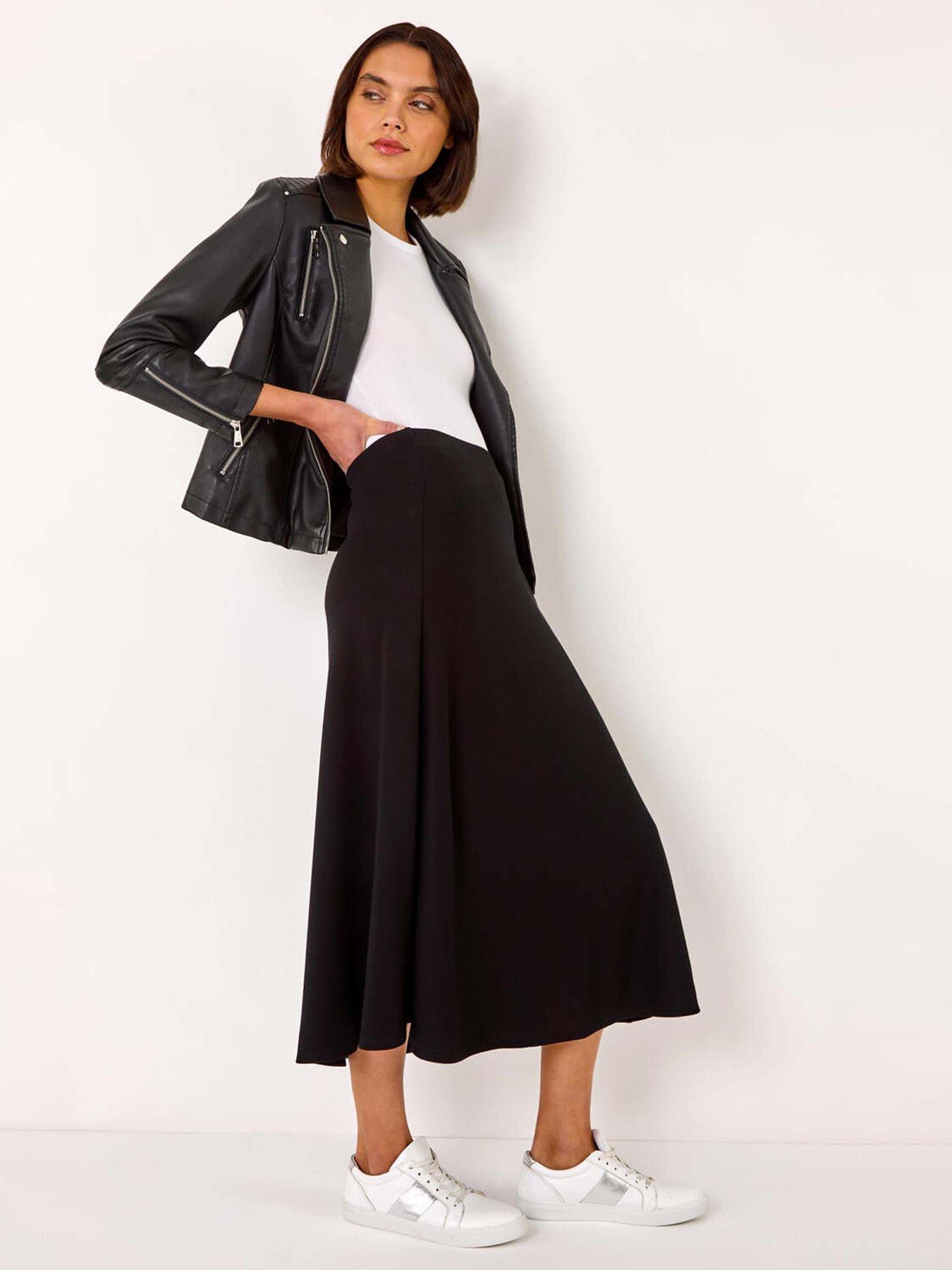 Image 3 of 5 of Roman A-line Pull On Stretch Skirt - Black
