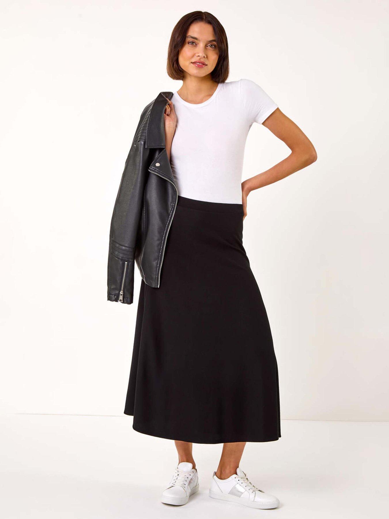 Image 4 of 5 of Roman A-line Pull On Stretch Skirt - Black
