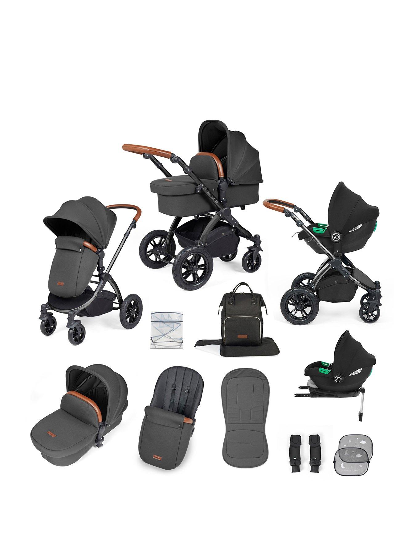 Image 1 of 7 of Ickle Bubba Stomp Luxe Aio, I-Size &amp; Isofix Base - Black / Charcoal Grey / Tan