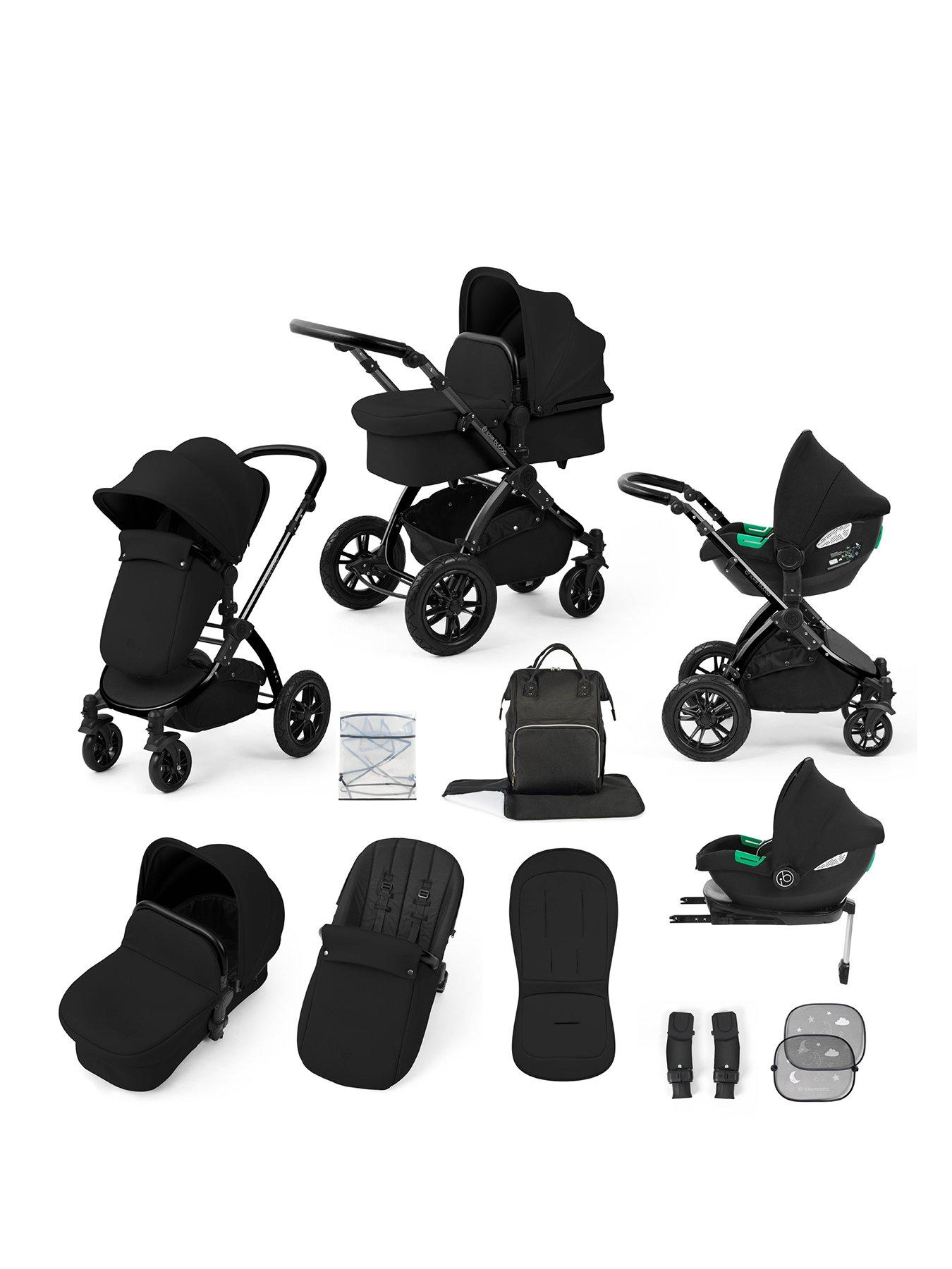Image 1 of 7 of Ickle Bubba Stomp Luxe 12 Piece Travel System with i-Size Cirrus Car Seat &amp; ISOFIX Base - Black / Midnight / Black