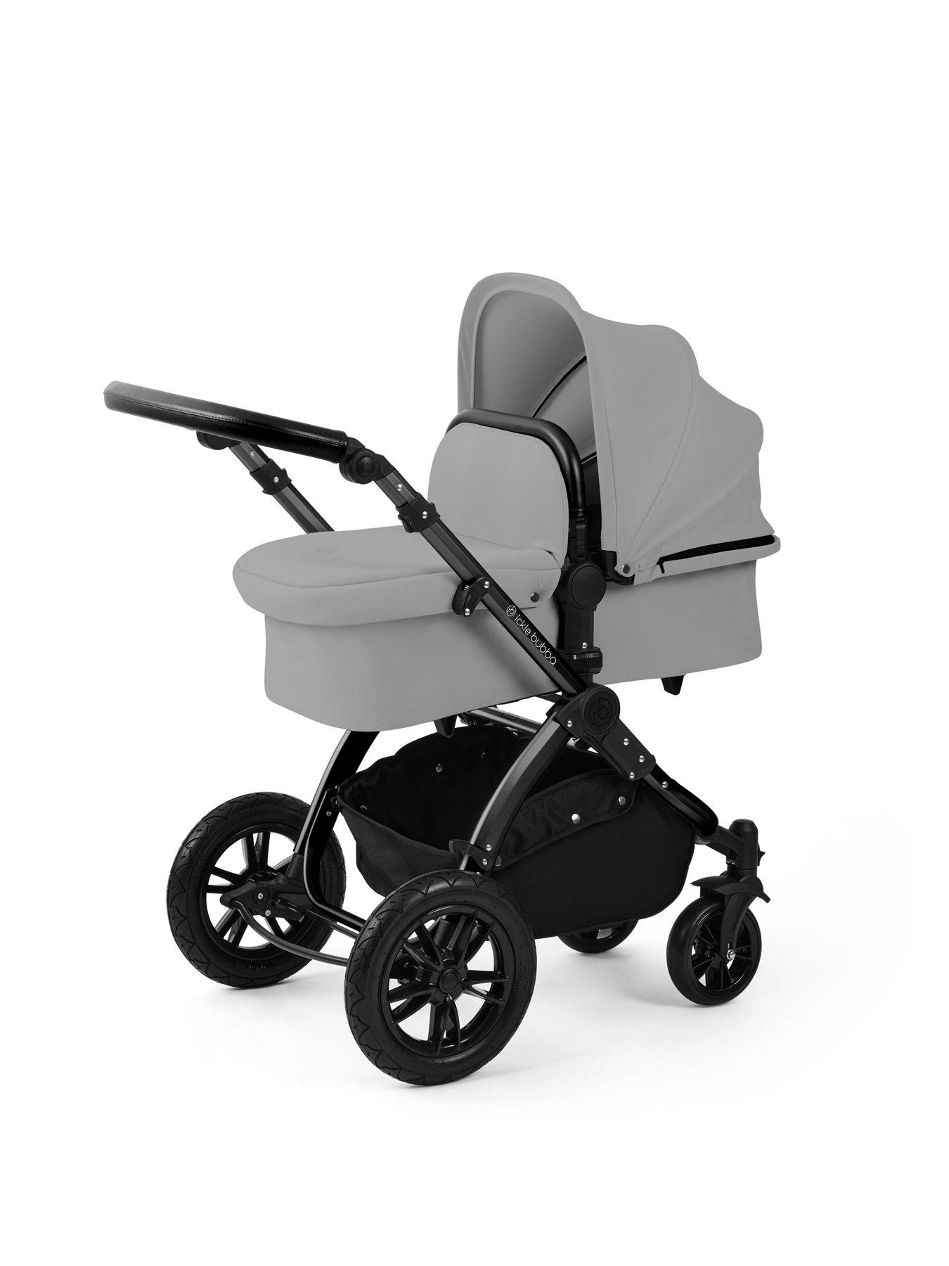 Image 2 of 7 of Ickle Bubba Stomp Luxe 12 Piece Travel System with i-Size Cirrus Car Seat &amp; ISOFIX Base - Black / Pearl Grey / Black