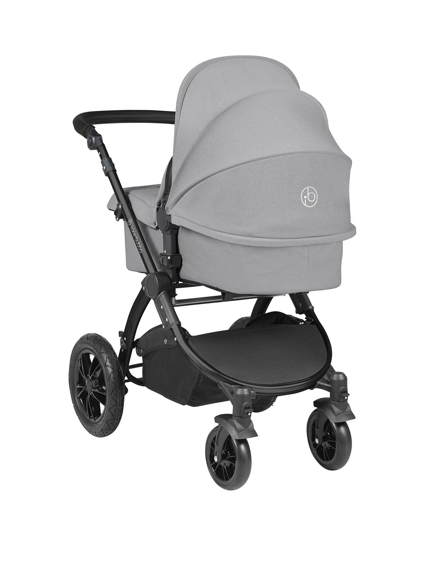 Image 3 of 7 of Ickle Bubba Stomp Luxe 12 Piece Travel System with i-Size Cirrus Car Seat &amp; ISOFIX Base - Black / Pearl Grey / Black