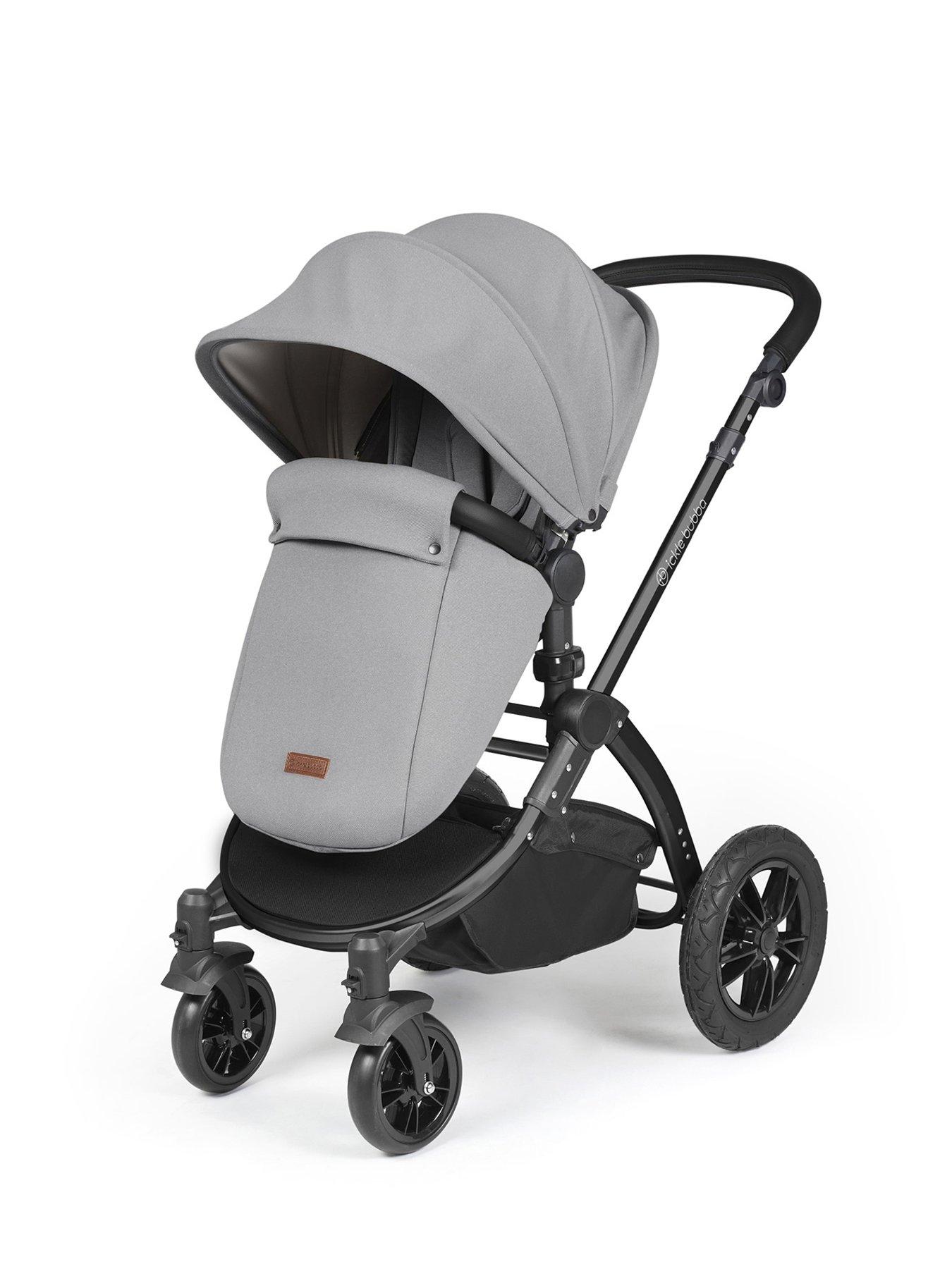 Image 4 of 7 of Ickle Bubba Stomp Luxe 12 Piece Travel System with i-Size Cirrus Car Seat &amp; ISOFIX Base - Black / Pearl Grey / Black