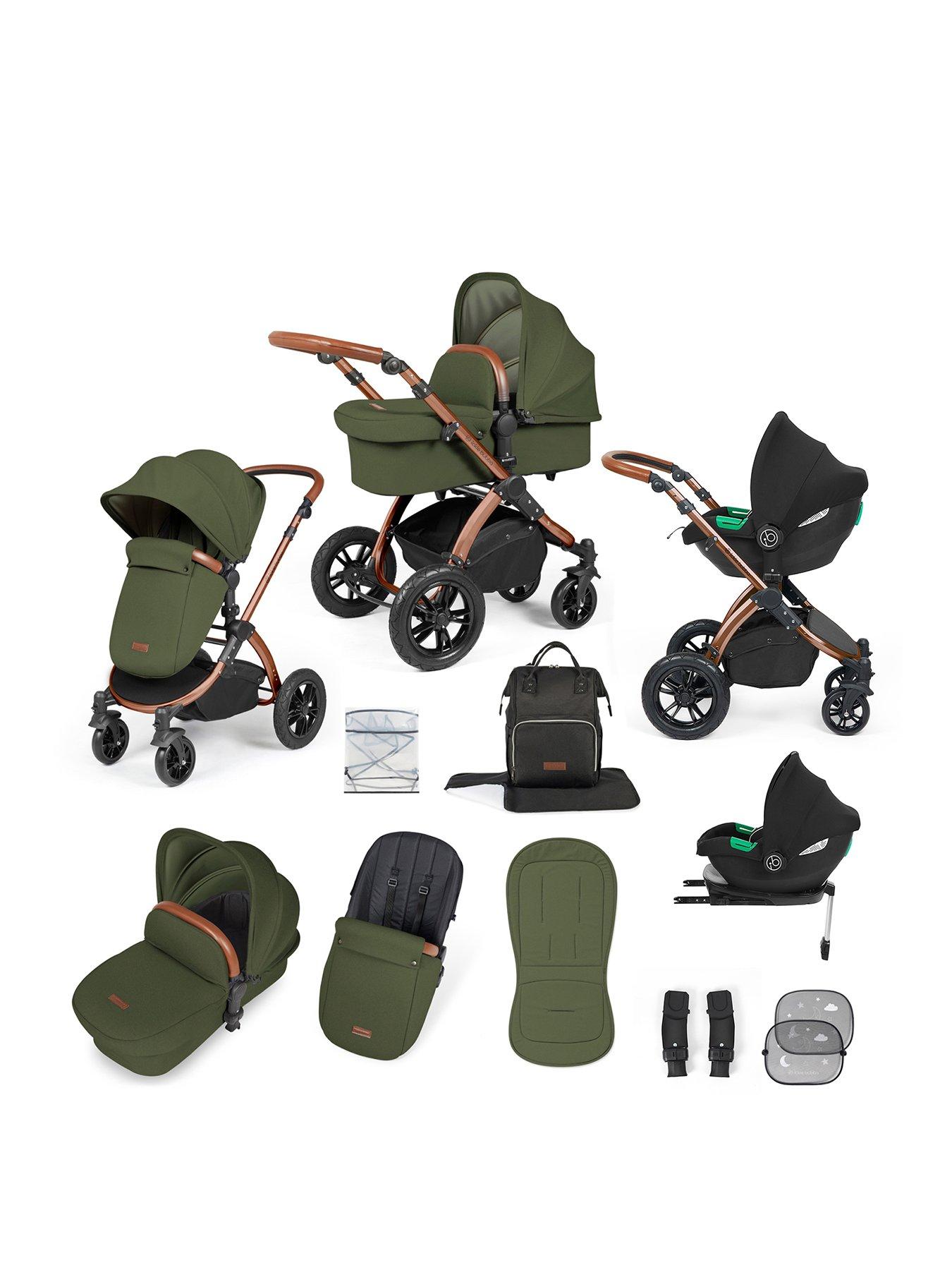 undefined Stomp Luxe 12 Piece Travel System with i-Size Cirrus Car Seat  &  ISOFIX Base - Bronze / Woodland / Tan