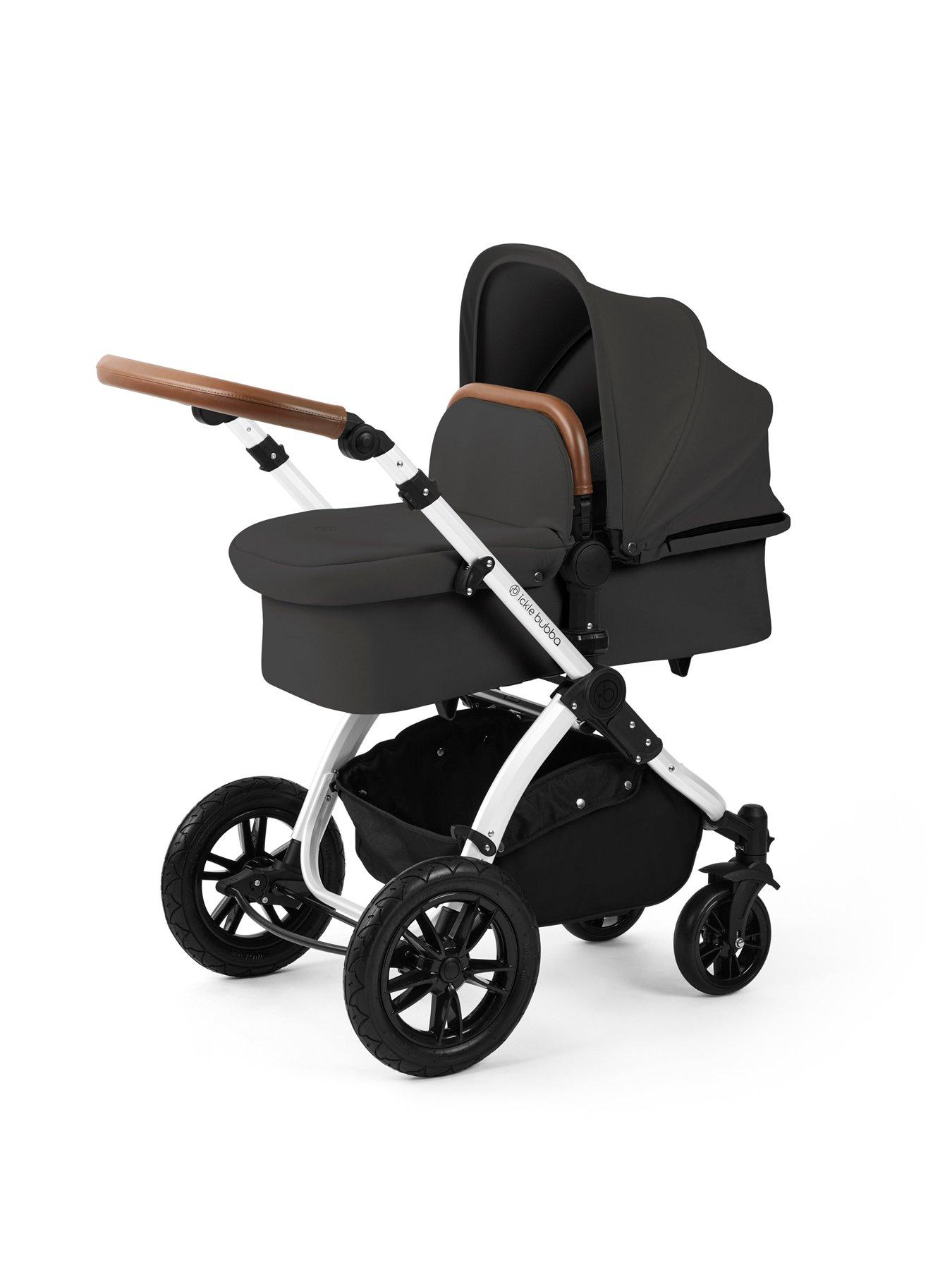 Image 2 of 7 of Ickle Bubba Stomp Luxe 12 Piece Travel System with i-Size Cirrus Car Seat &amp; ISOFIX Base - Silver / Charcoal Grey / Tan