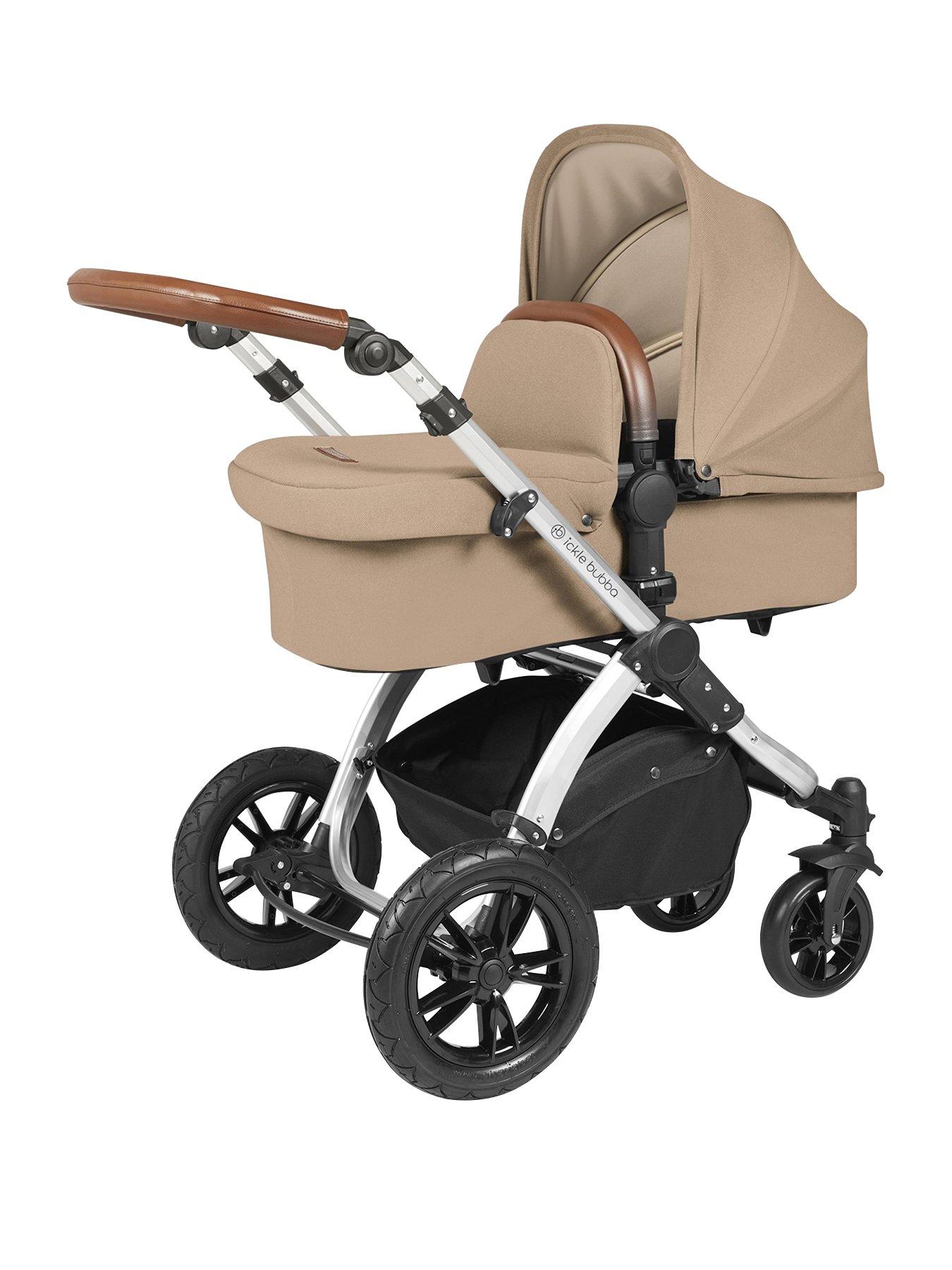Image 2 of 7 of Ickle Bubba Stomp Luxe 12 Piece Travel System with i-Size Cirrus Car Seat &amp; ISOFIX Base - Silver / Desert / Tan