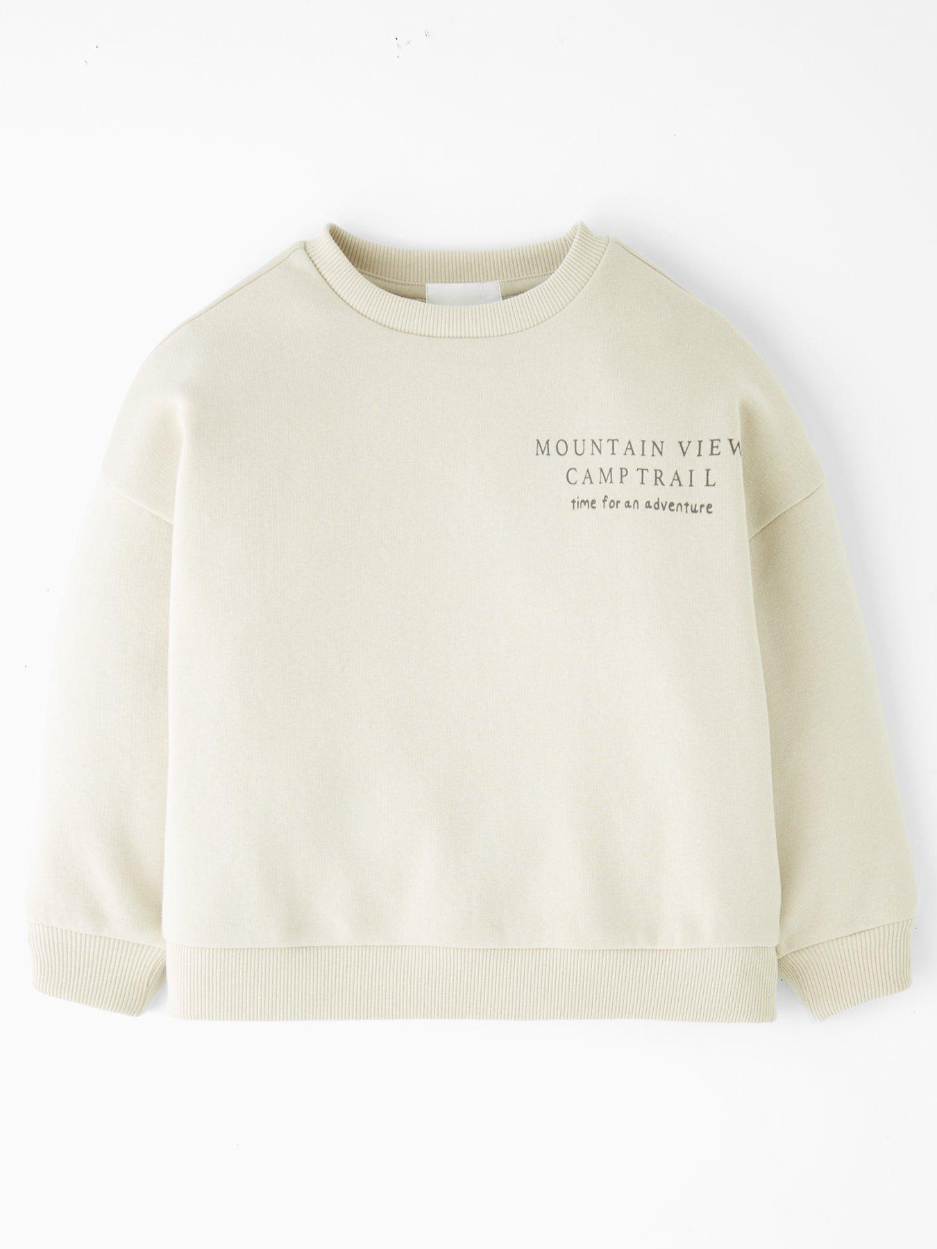 The Very Collection Boys Adventure Back Print Sweatshirt - Stone Beige
