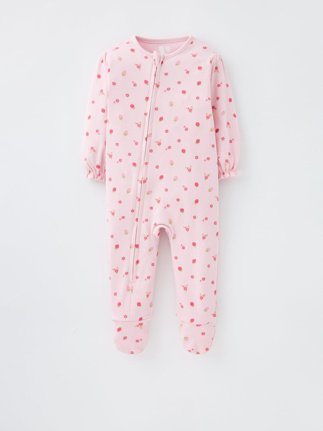 Image 4 of 5 of Mini V by Very 2 Pack Printed Baby Girl Zip Up Sleepsuits - Multi
