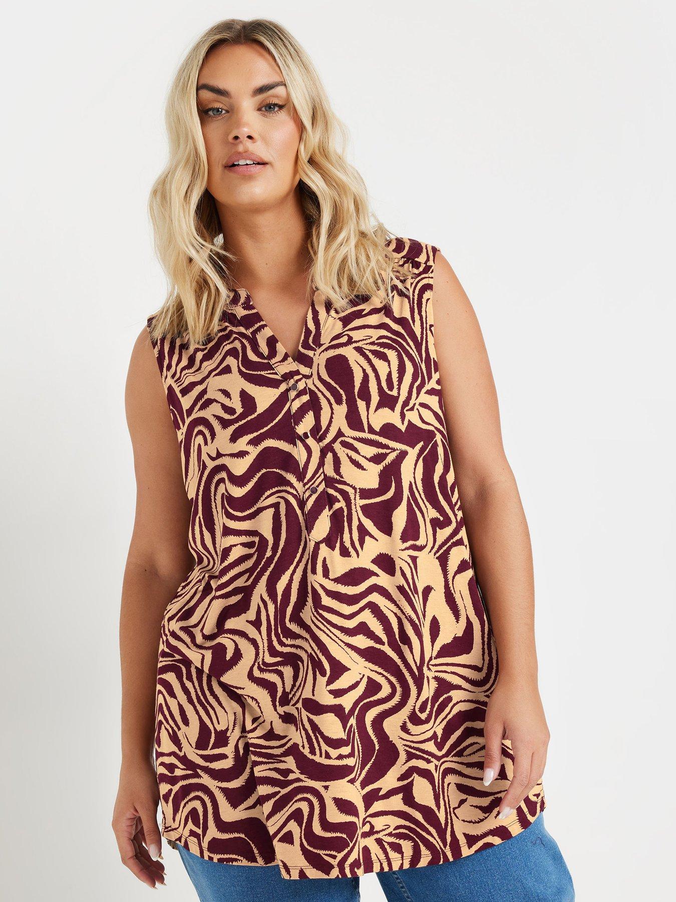 Image 1 of 4 of Yours Curve Sleeveless Blouse - Red