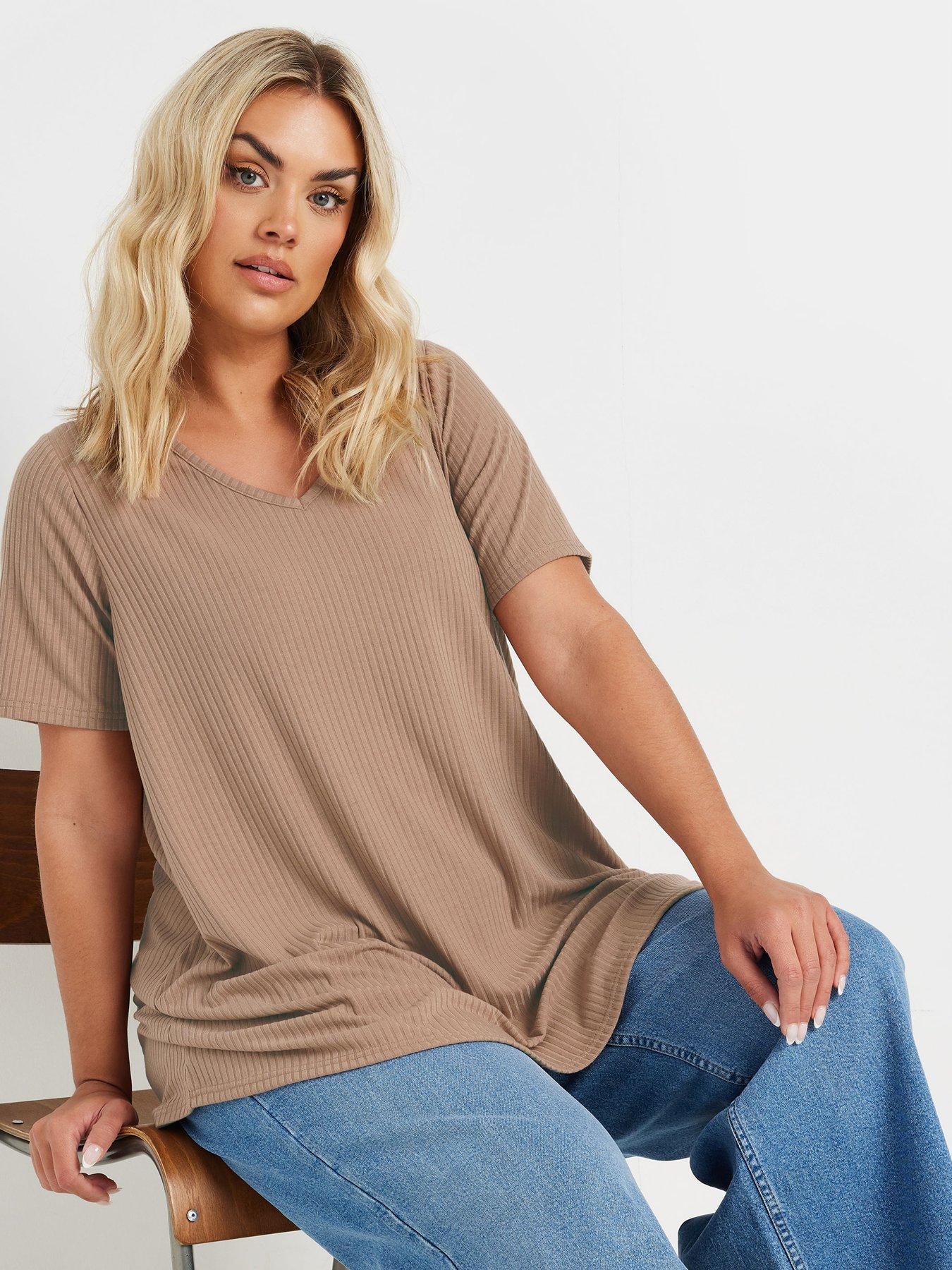 undefined Curve Rib Swing T-Shirt - Natural