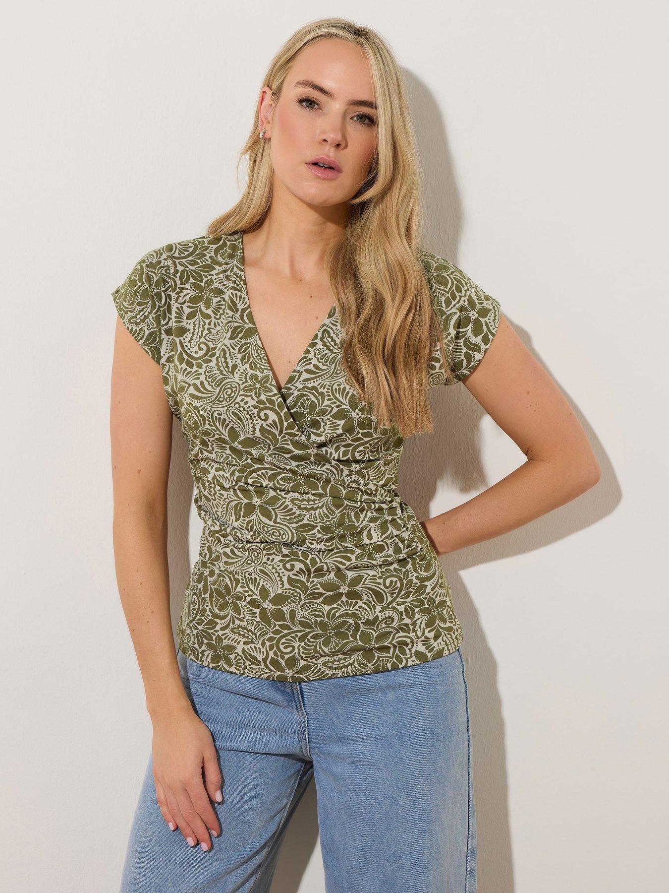 undefined Tall Floral Grown On Sleeve Wrap Top
