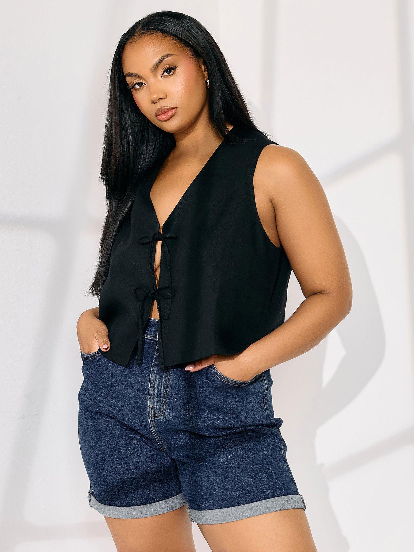 undefined Curve Turn Hem Mom Denim Short