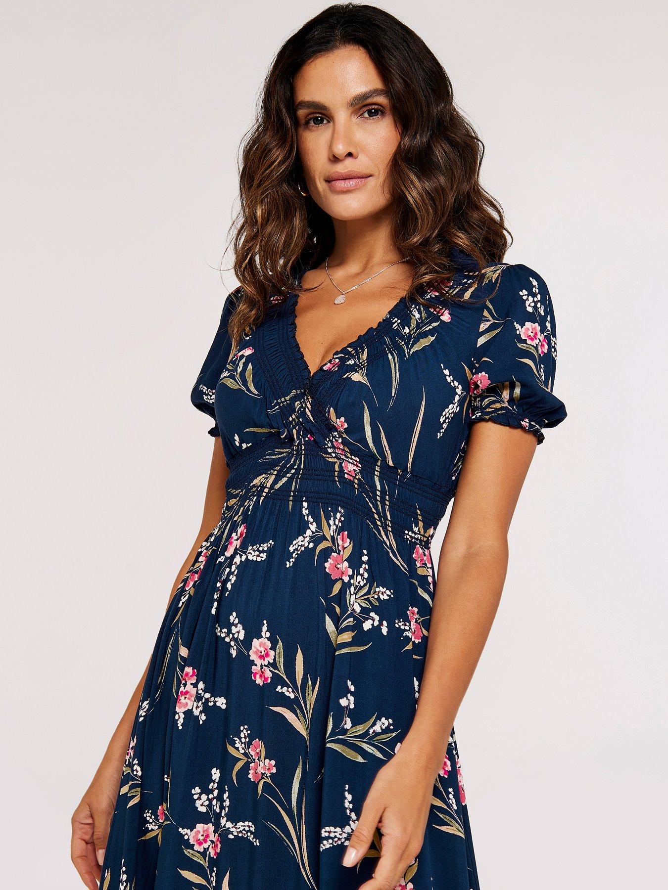 Apricot Ditsy Floral Smock Maxi Dress main image 0