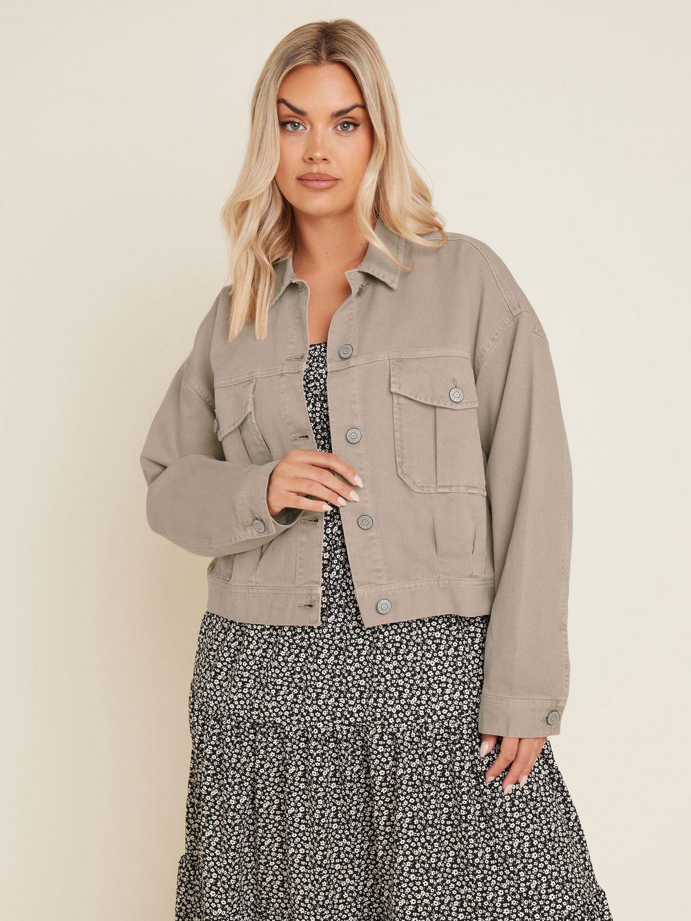 undefined Curve Balloon Hem Denim Jacket - Brown