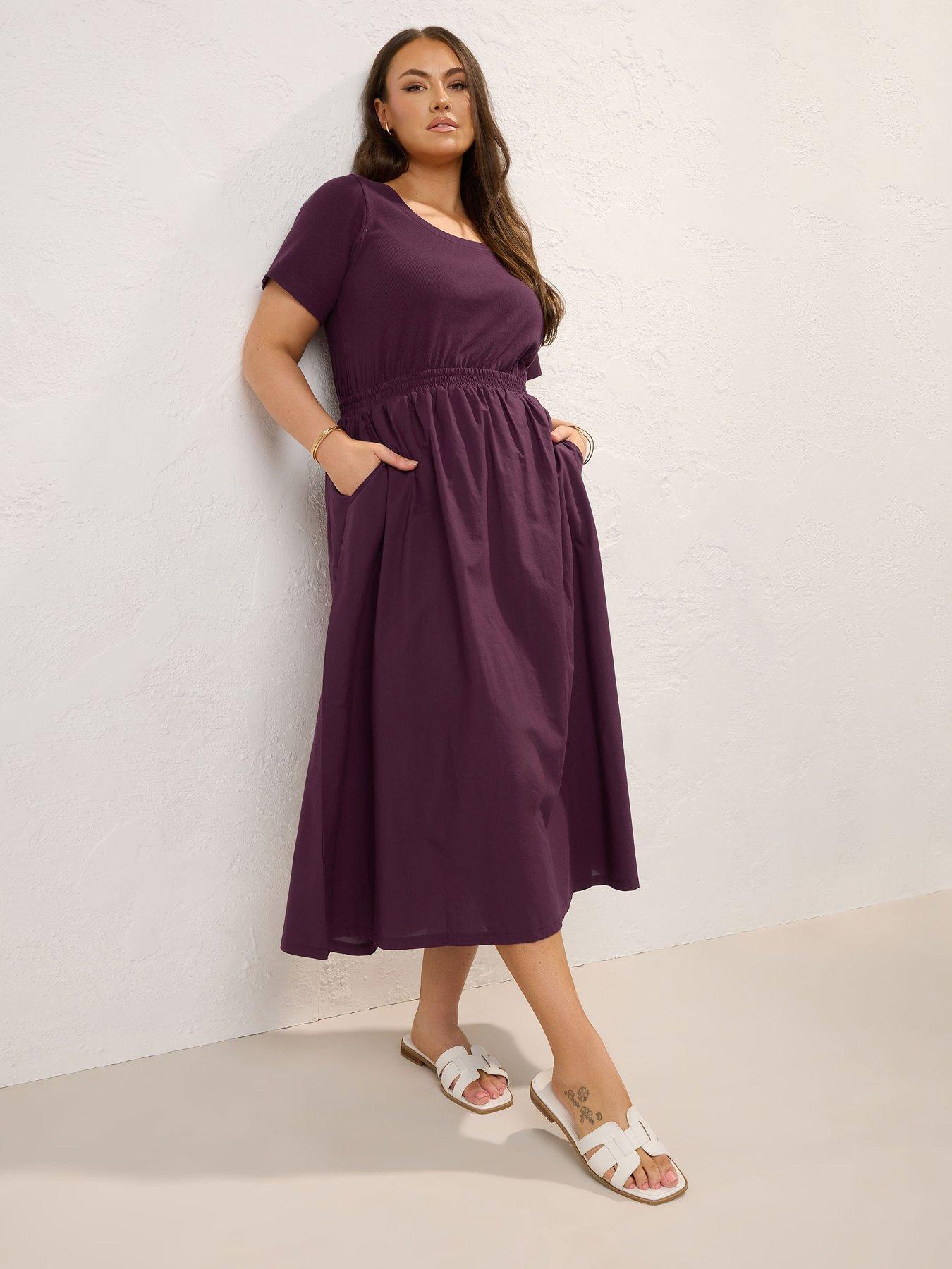 undefined Curve Skater Midaxi Dress - Purple