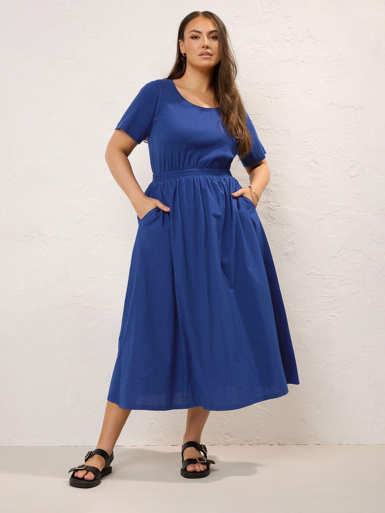 undefined Curve Skater Midaxi Dress - Blue
