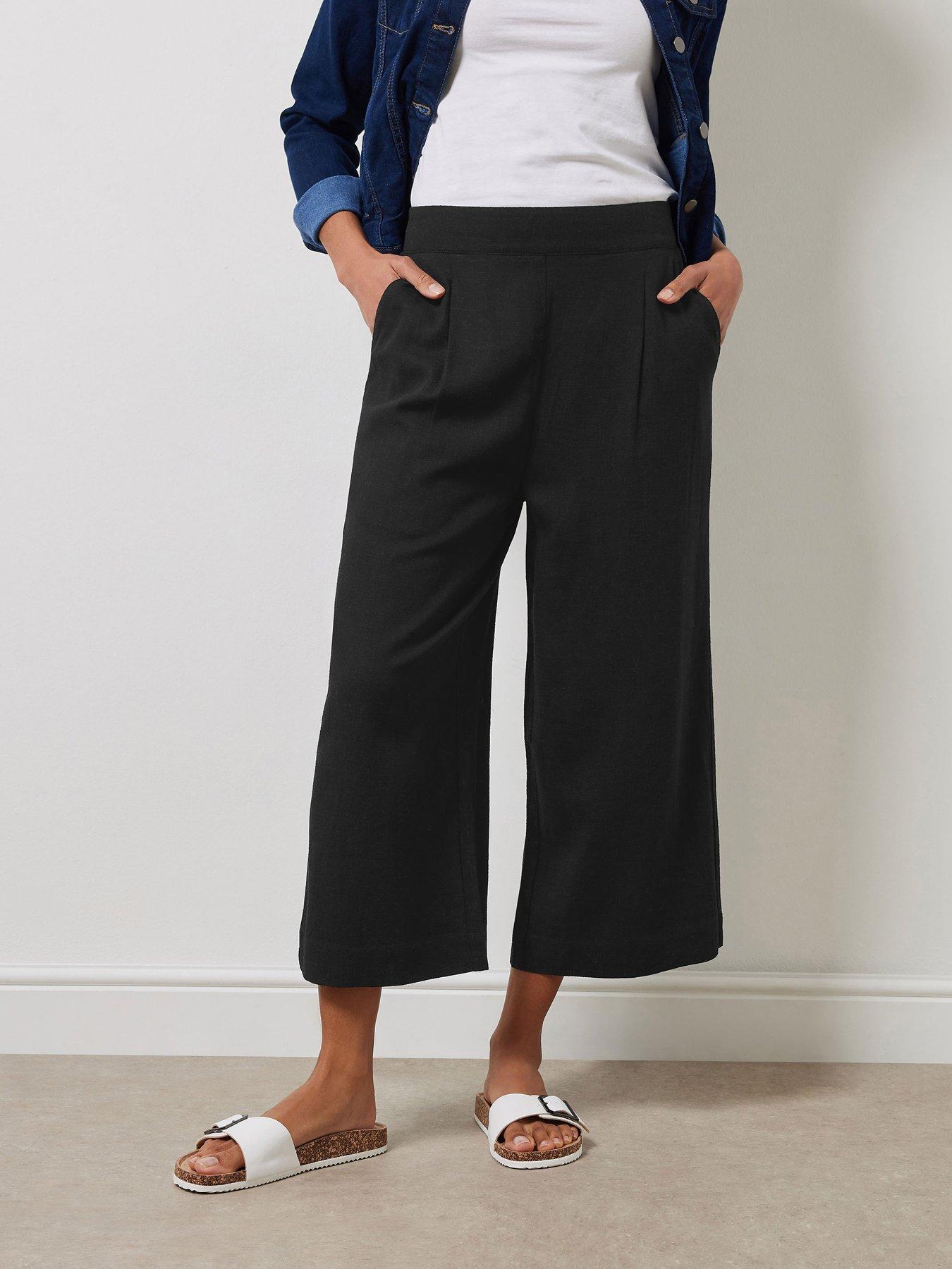 undefined Wide Leg Crop Trouser - Black