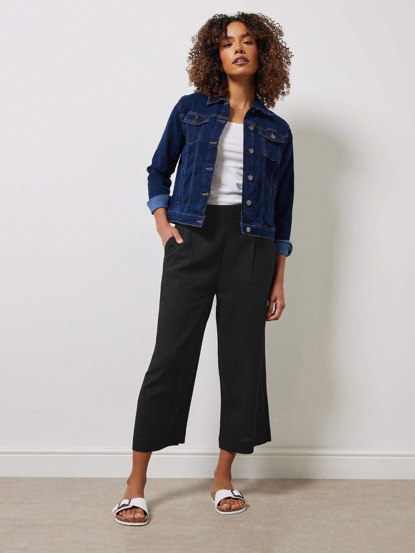 Image 3 of 4 of M&Co Wide Leg Crop Trouser - Black