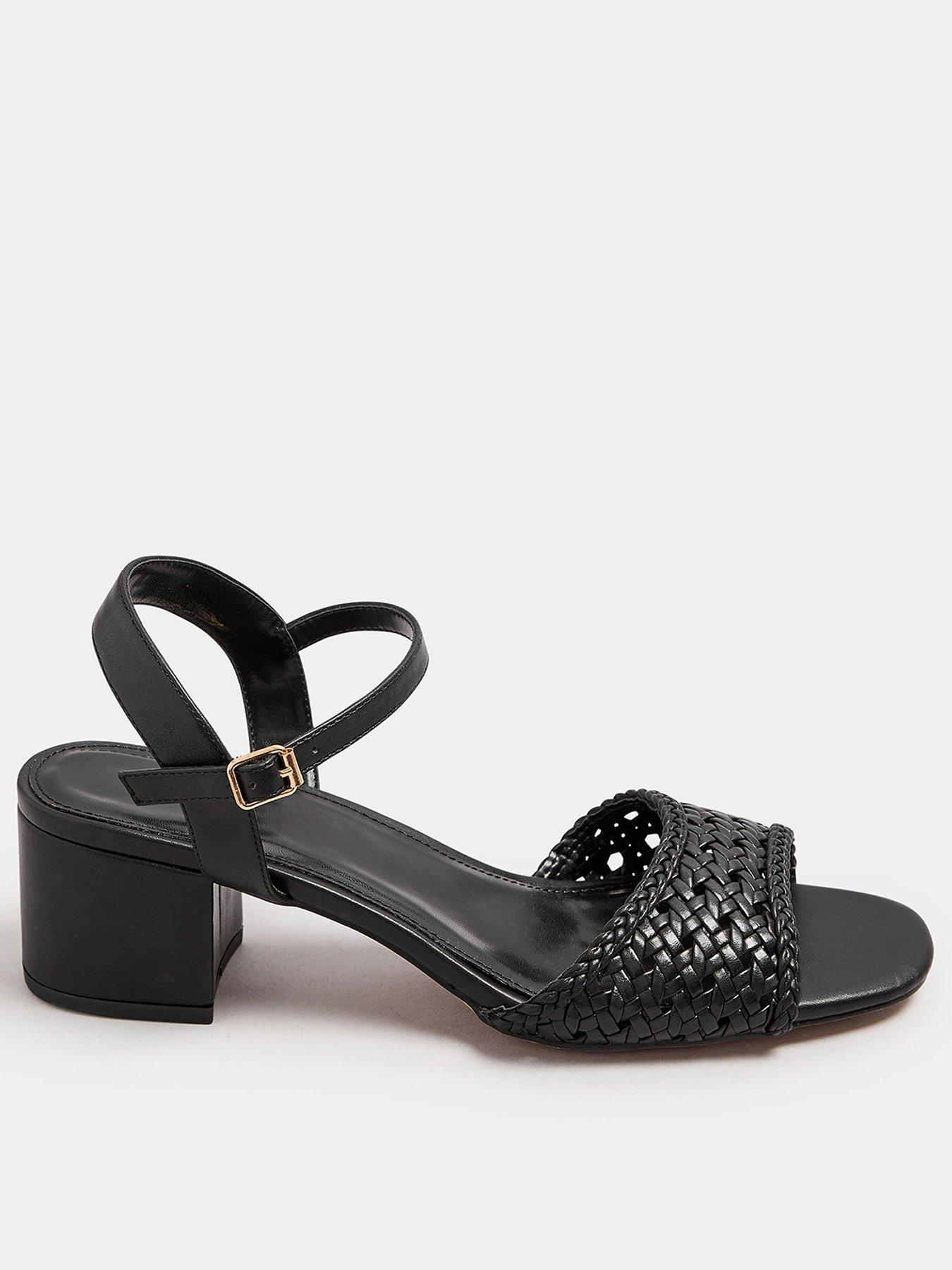 undefined Woven Block Heel Sandal - Black