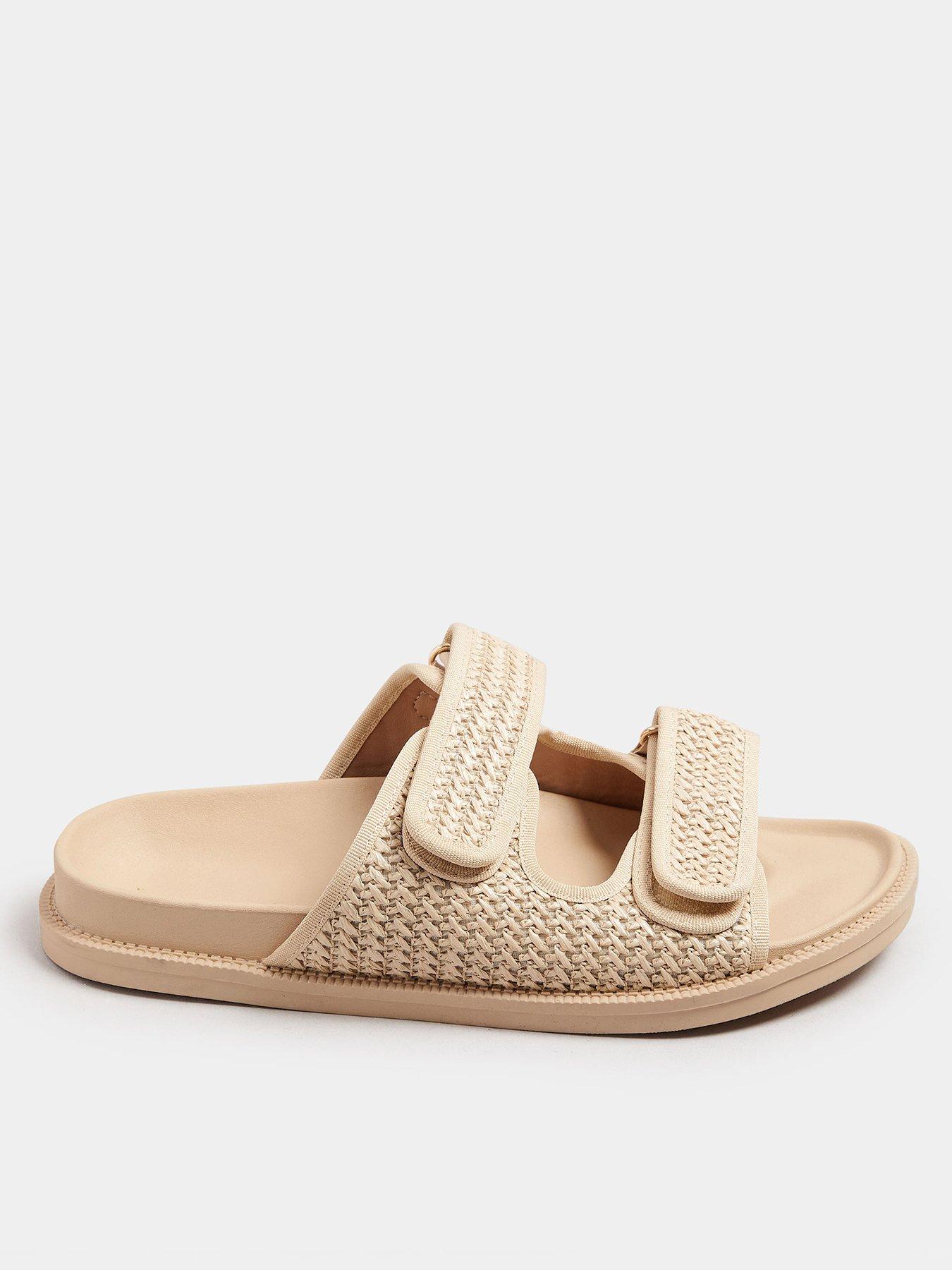 undefined Extra Wide Fit Woven Double Strap Sandal - Natural