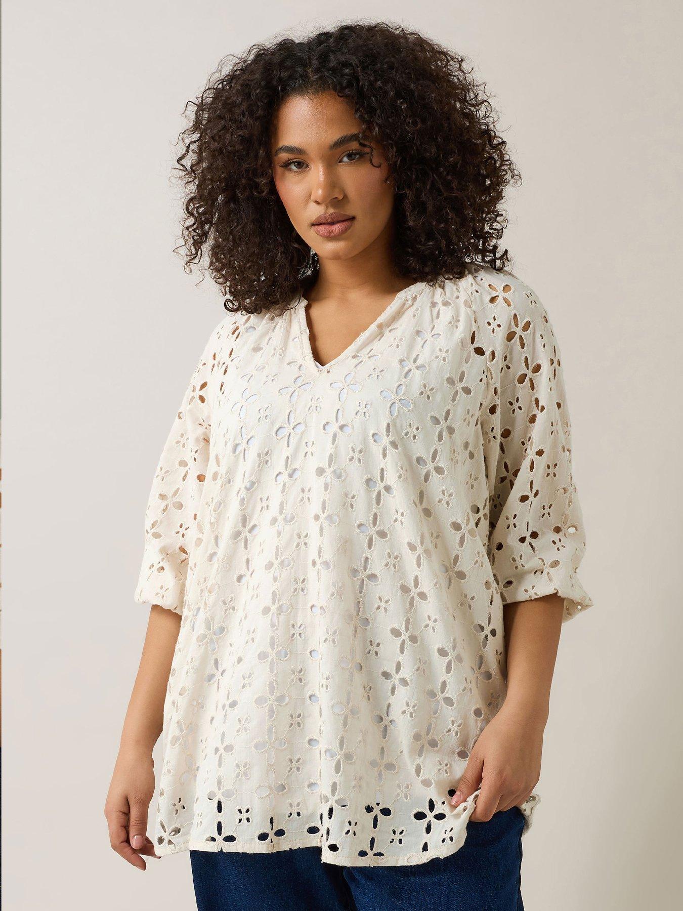 undefined Half Placket Top - Ivory
