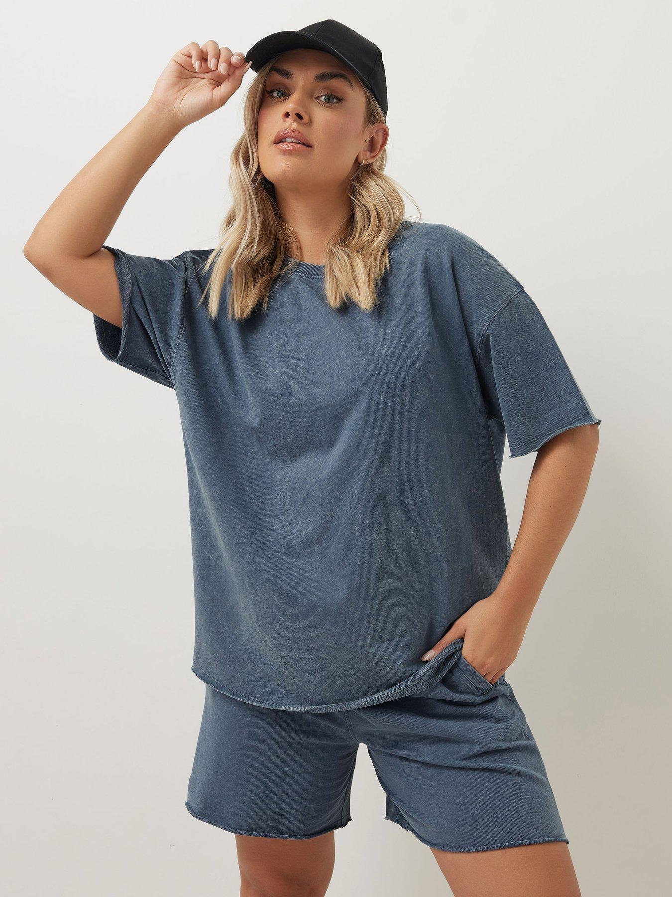 undefined Curve Acid Wash Sweat T-shirt